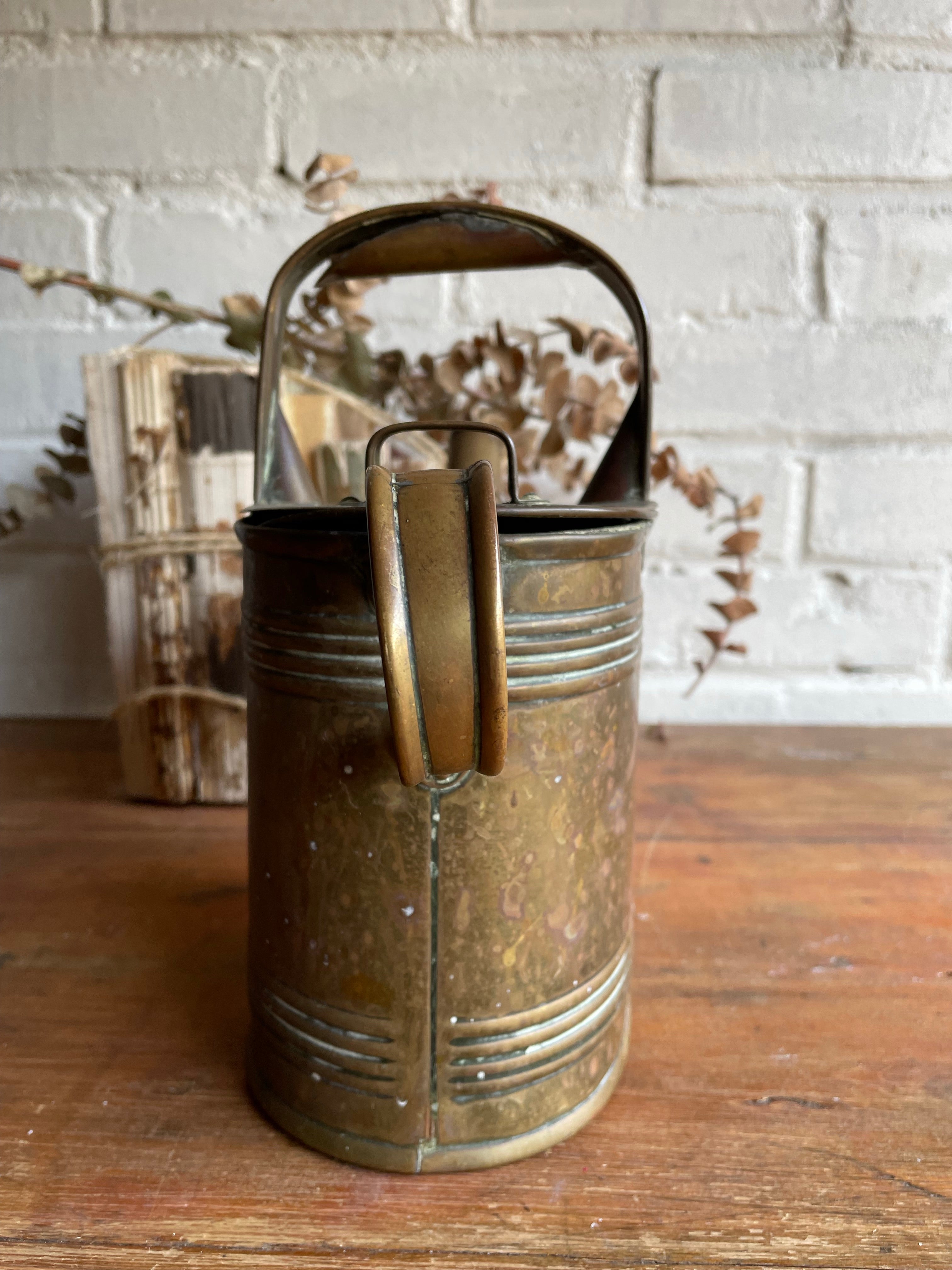 Small Antique Brass Watering Can/Hot Water Carrier