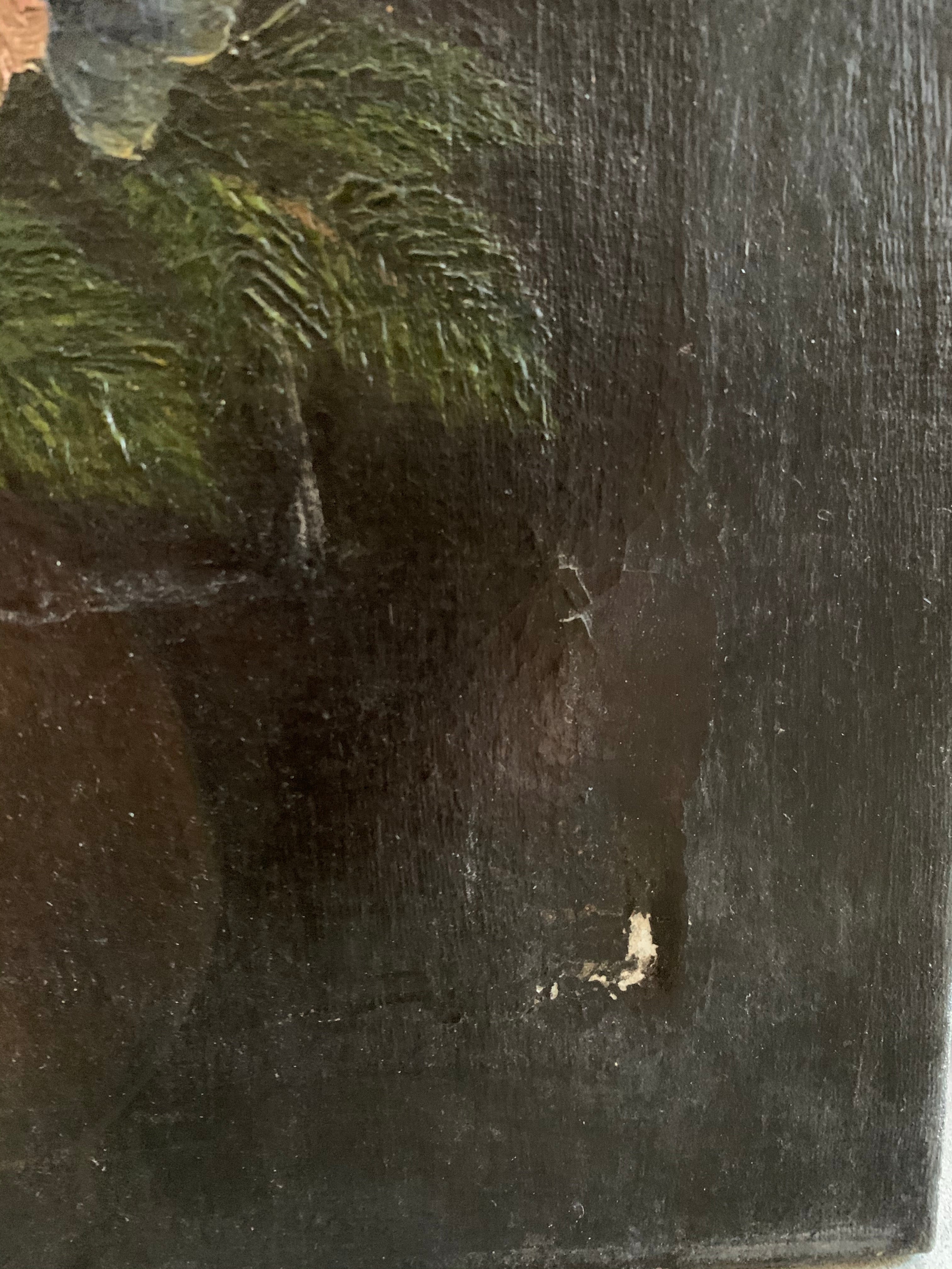 Little 1940s French Floral Oil On Canvas