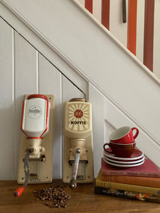 Dutch Vintage Wall Mounted Coffee Grinder (white and red)