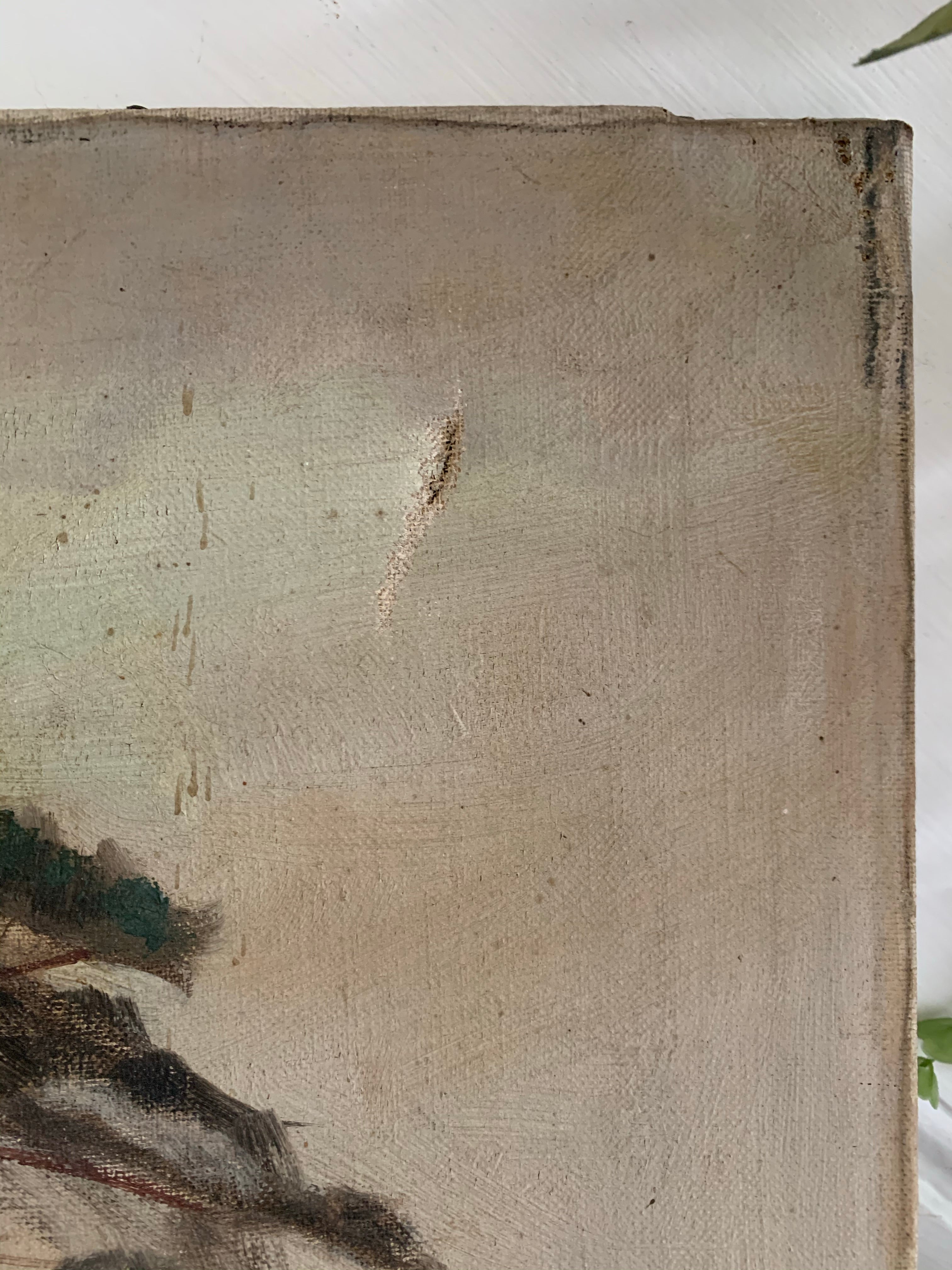 Moody Tree:  Antique Oil on Canvas signed 1915