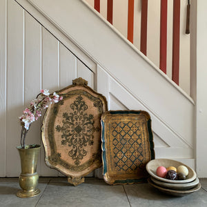 Pink Florentine Wood Gilt Tray