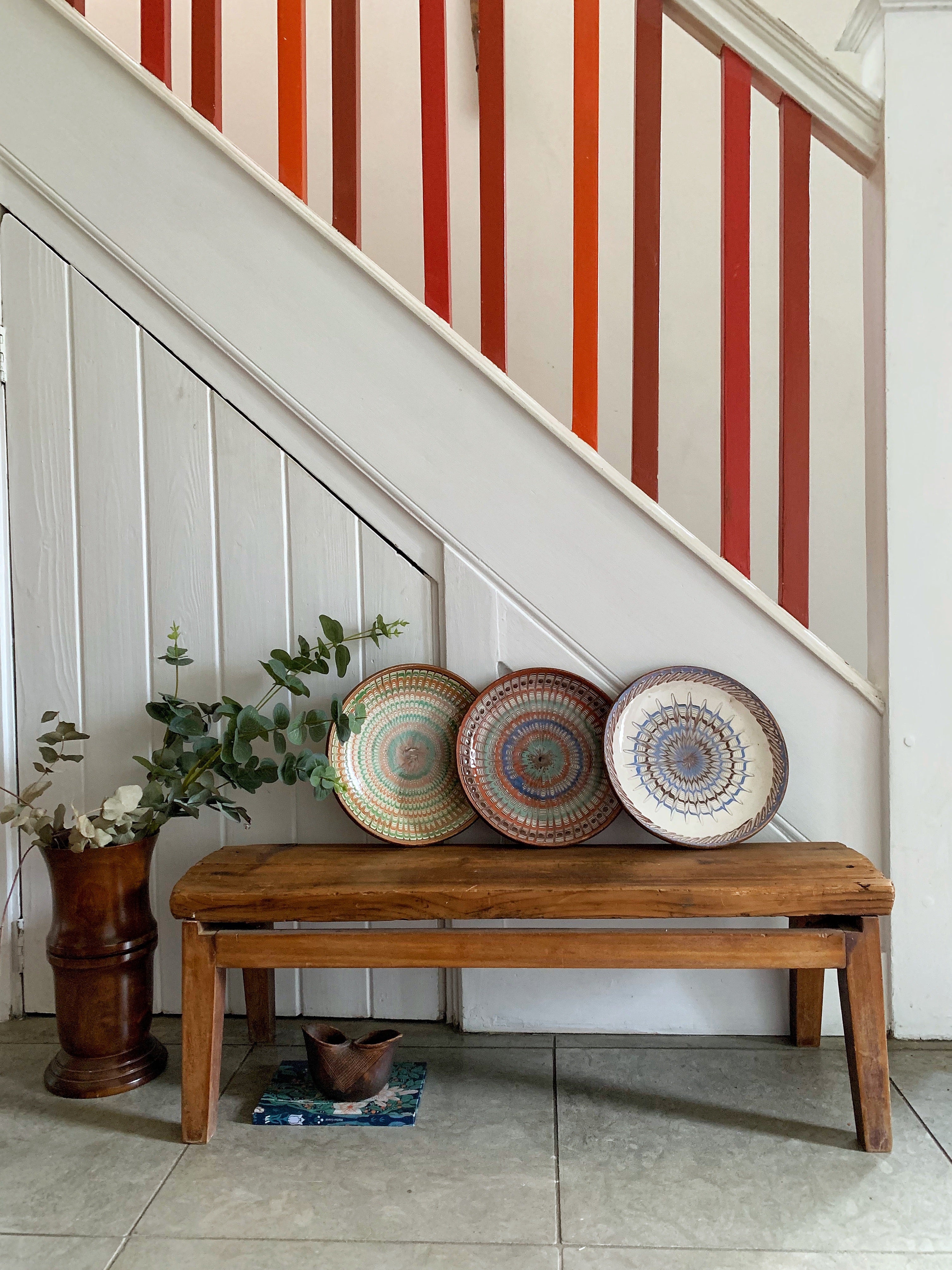 Decorative Patterned Plate in blues, terracotta and greens