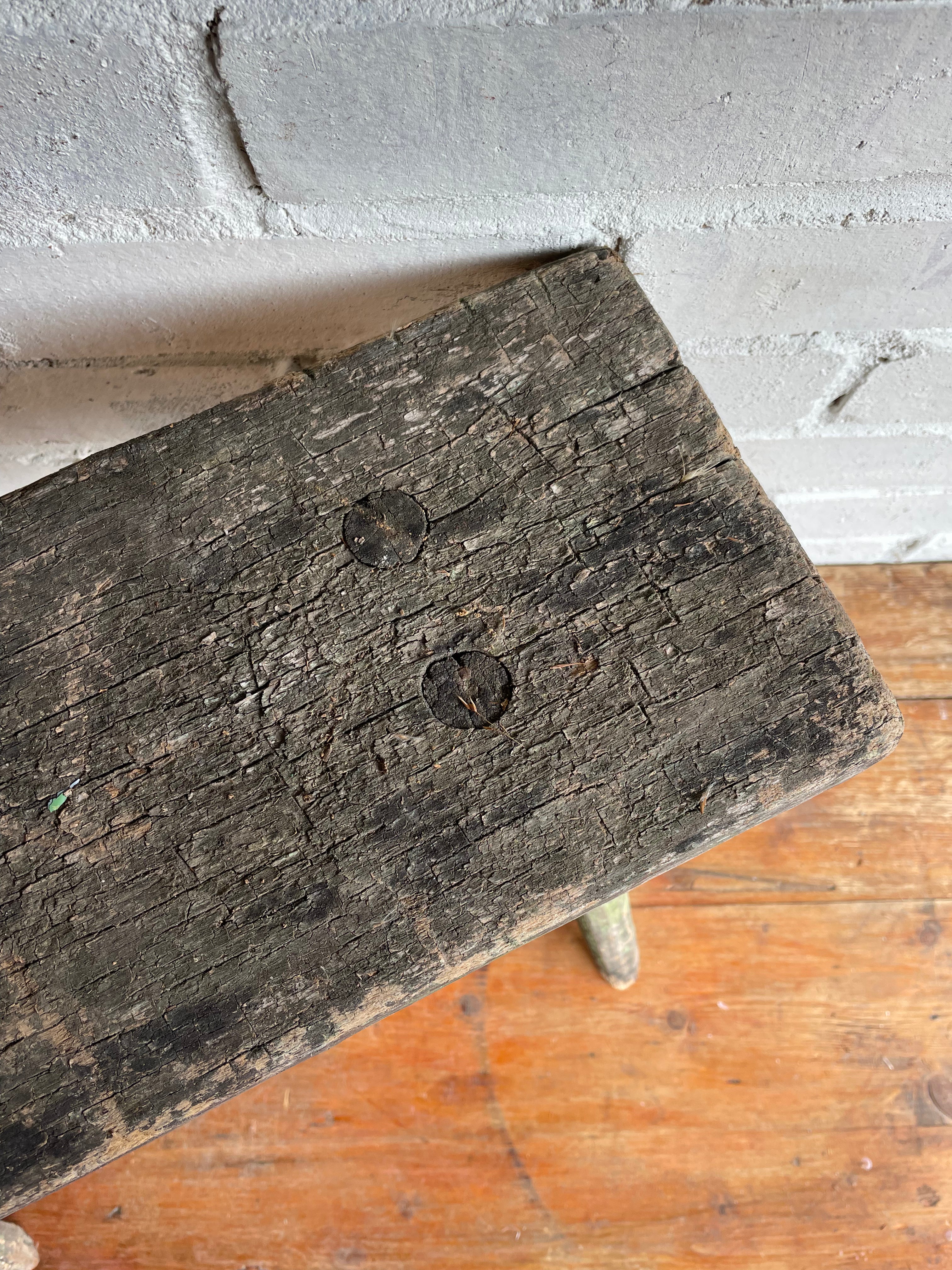 Rustic Green Stool