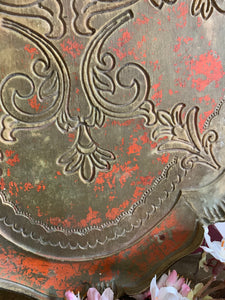 Large Muted Orange and Gold Florentine Tray