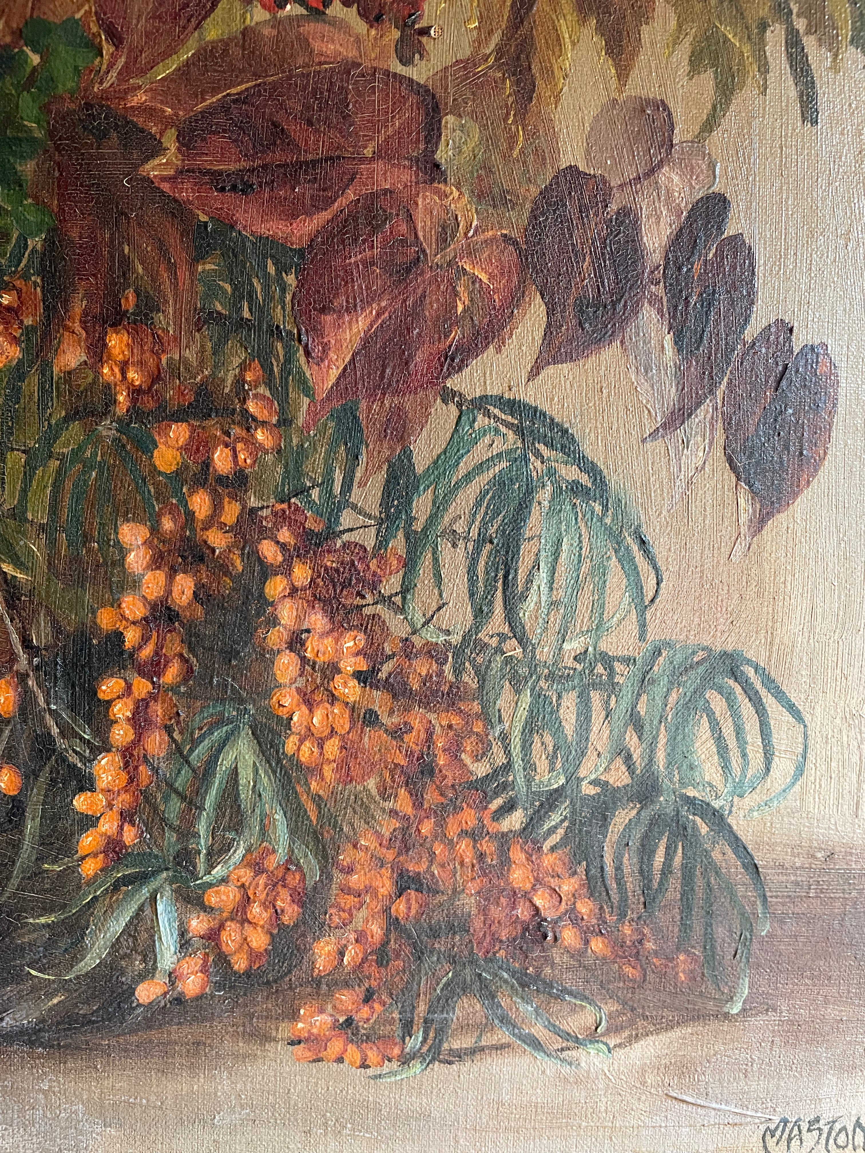 Flowers Bursting from a Basket: Oil On Canvas