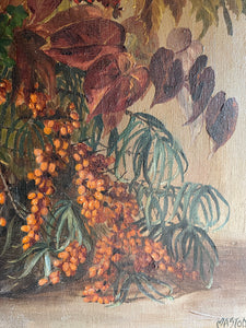 Flowers Bursting from a Basket: Oil On Canvas