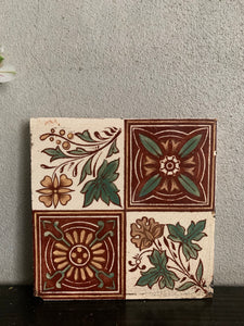 Antique Victorian Pottery Tile 1