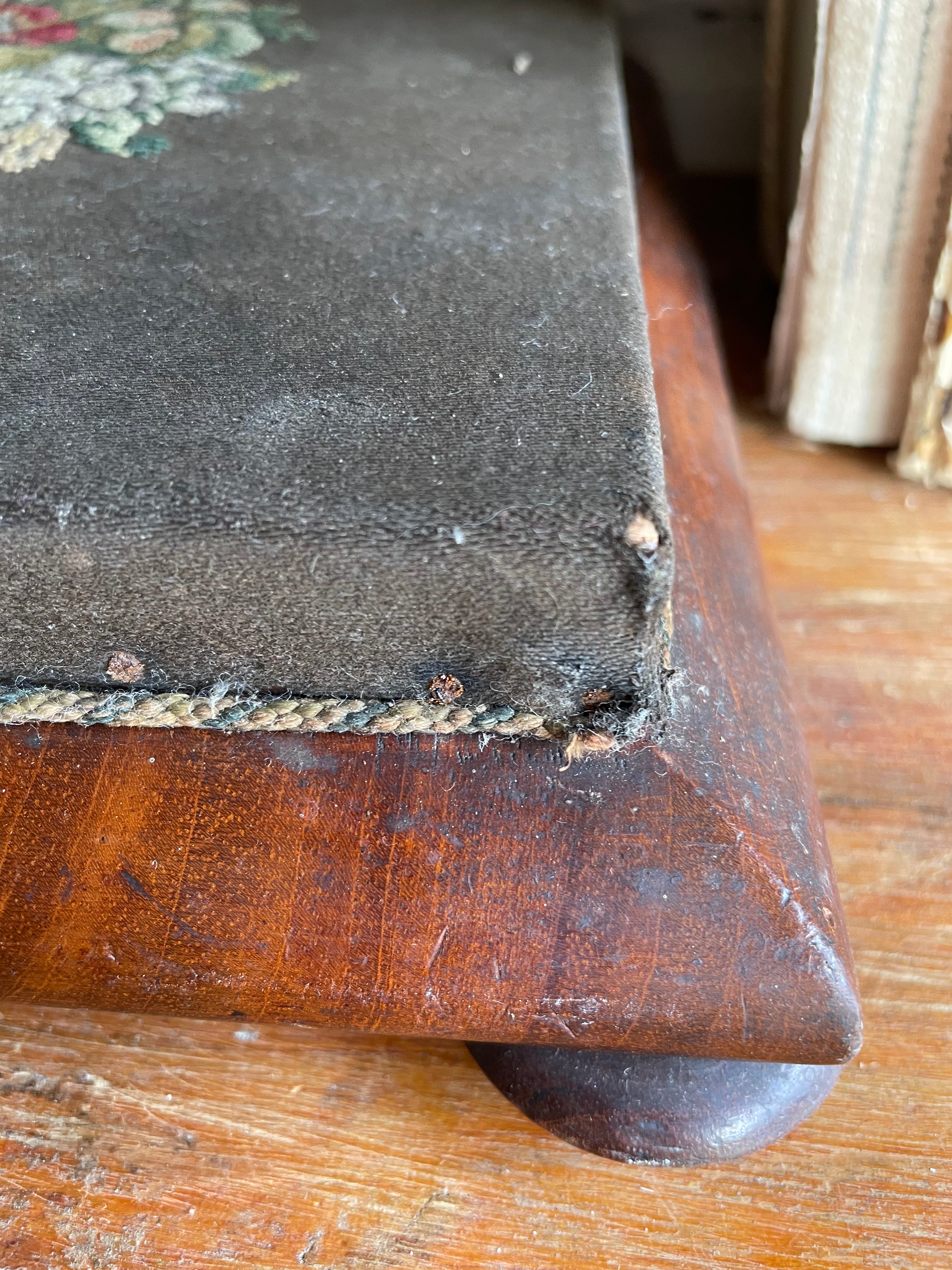 Embroidered Antique Foot Stool