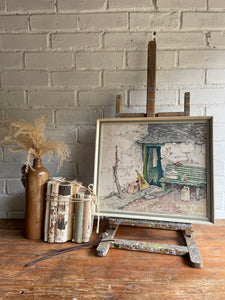 Still Life with a Bench: Beautiful Oil on Board