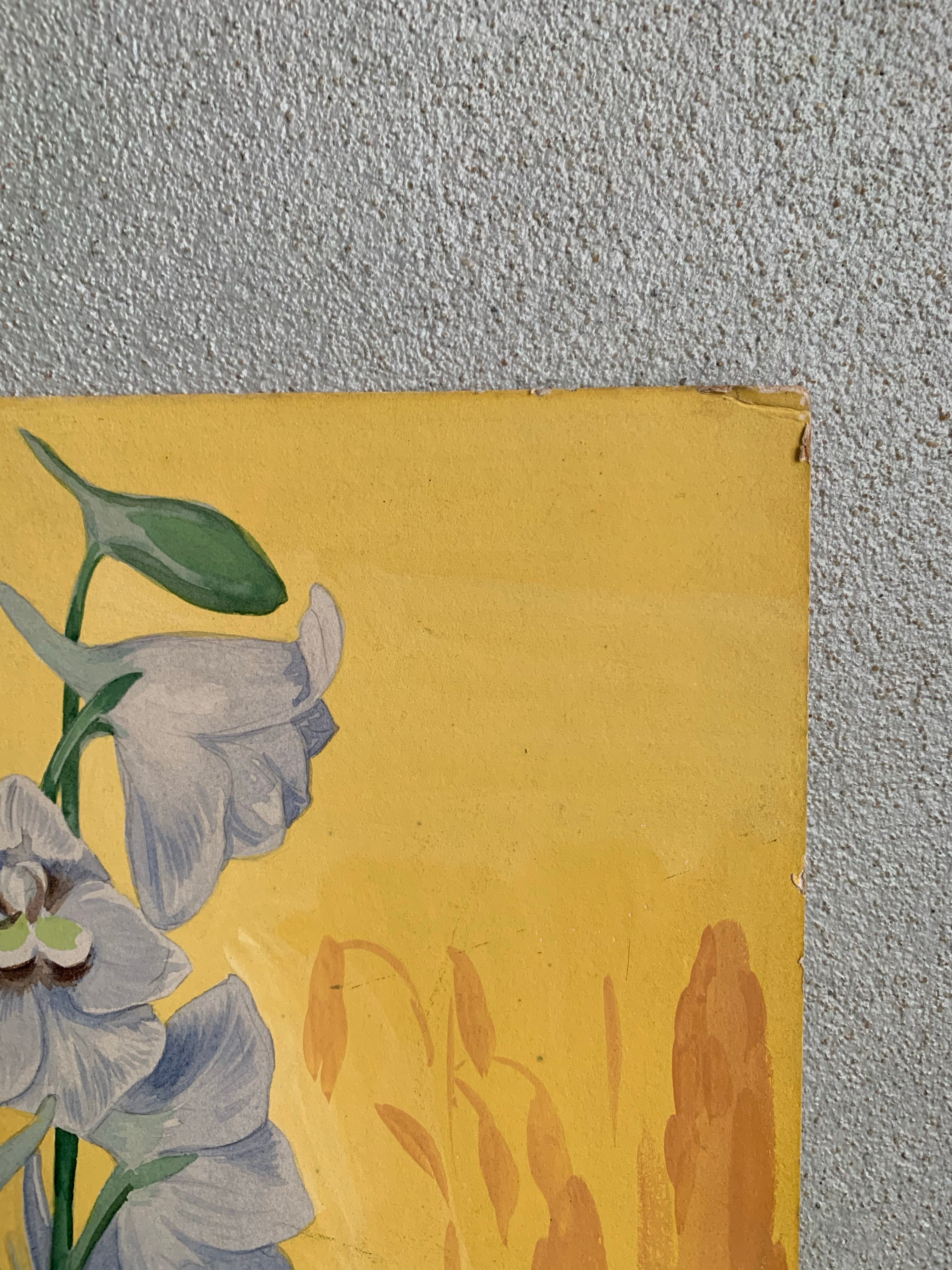 Small Vintage Floral Still Life on Paper & Board