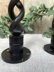 Ebony “Barley Twist” Wooden Candlesticks
