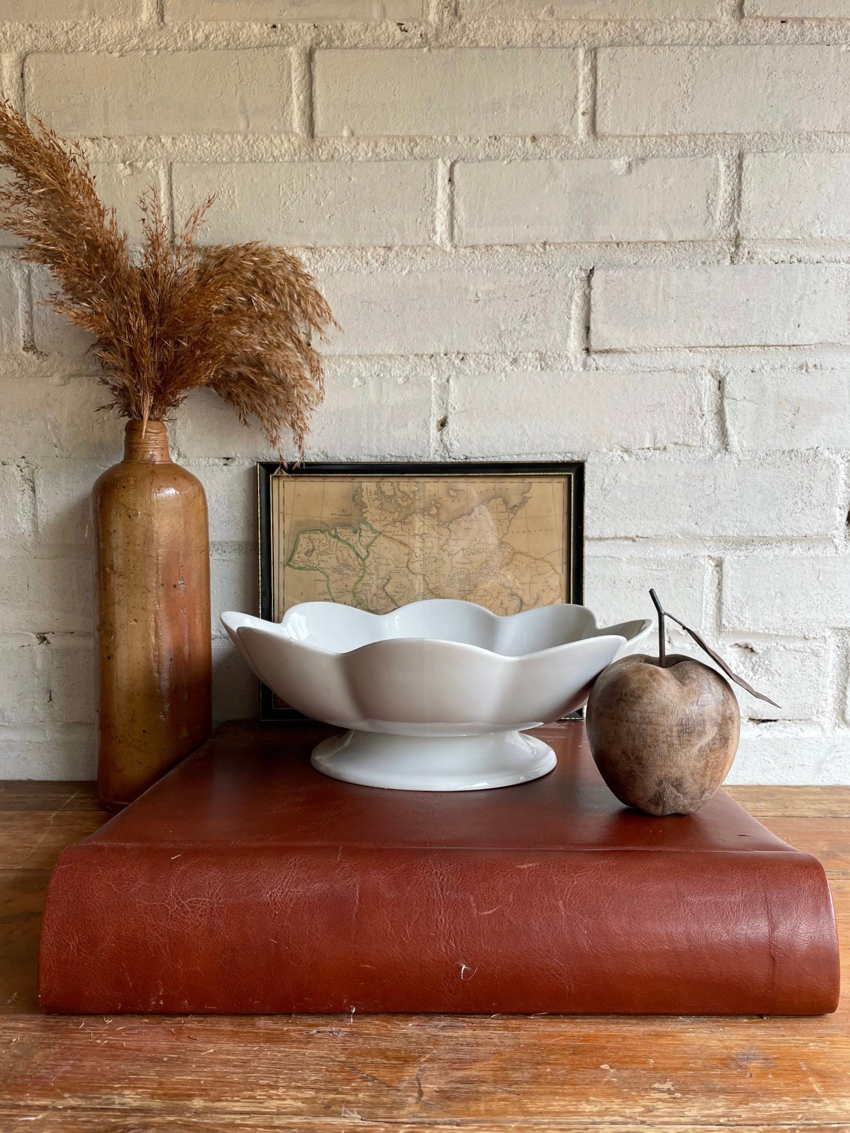 Vintage White Fluted Bowl