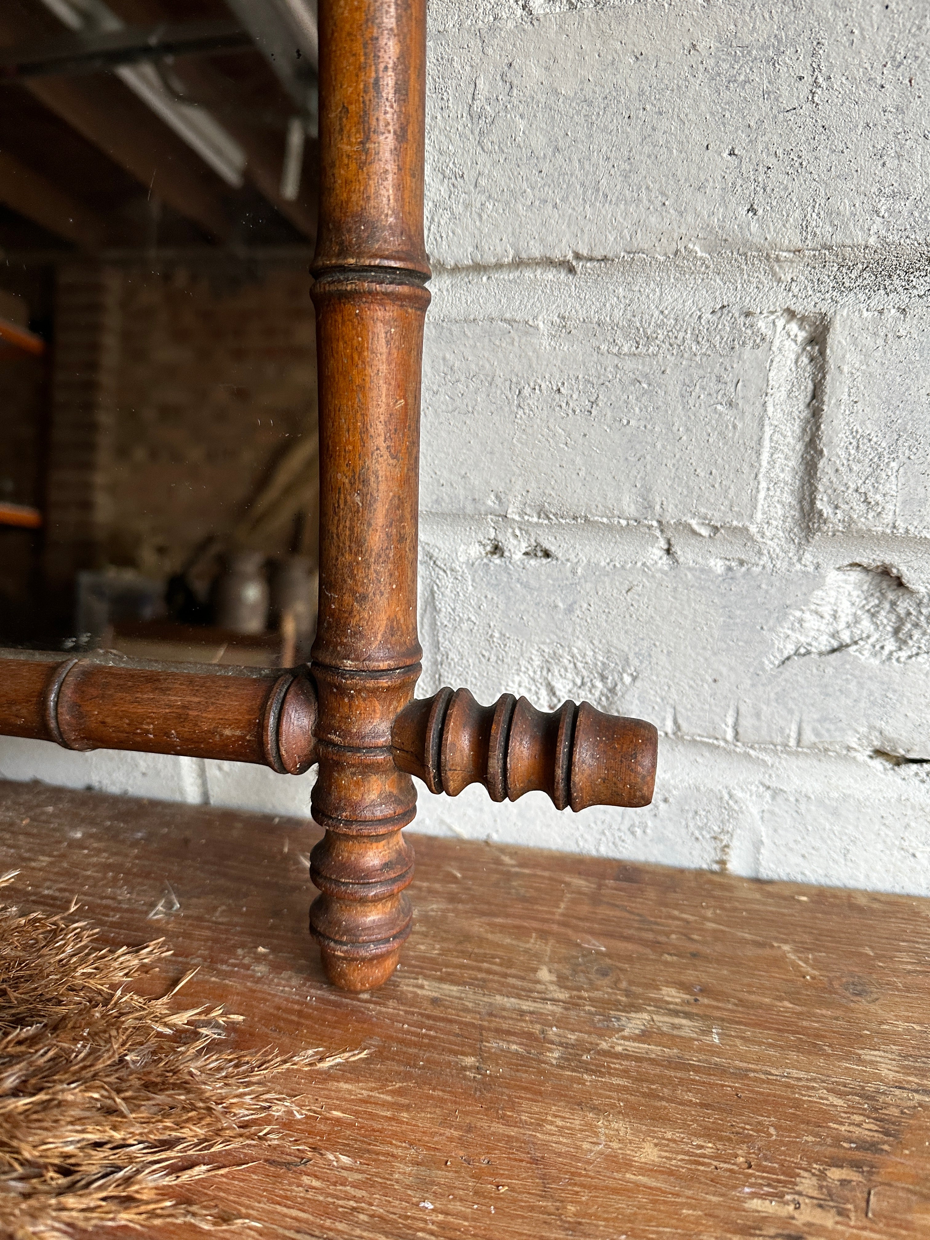 Antique French Faux Bamboo Mirror