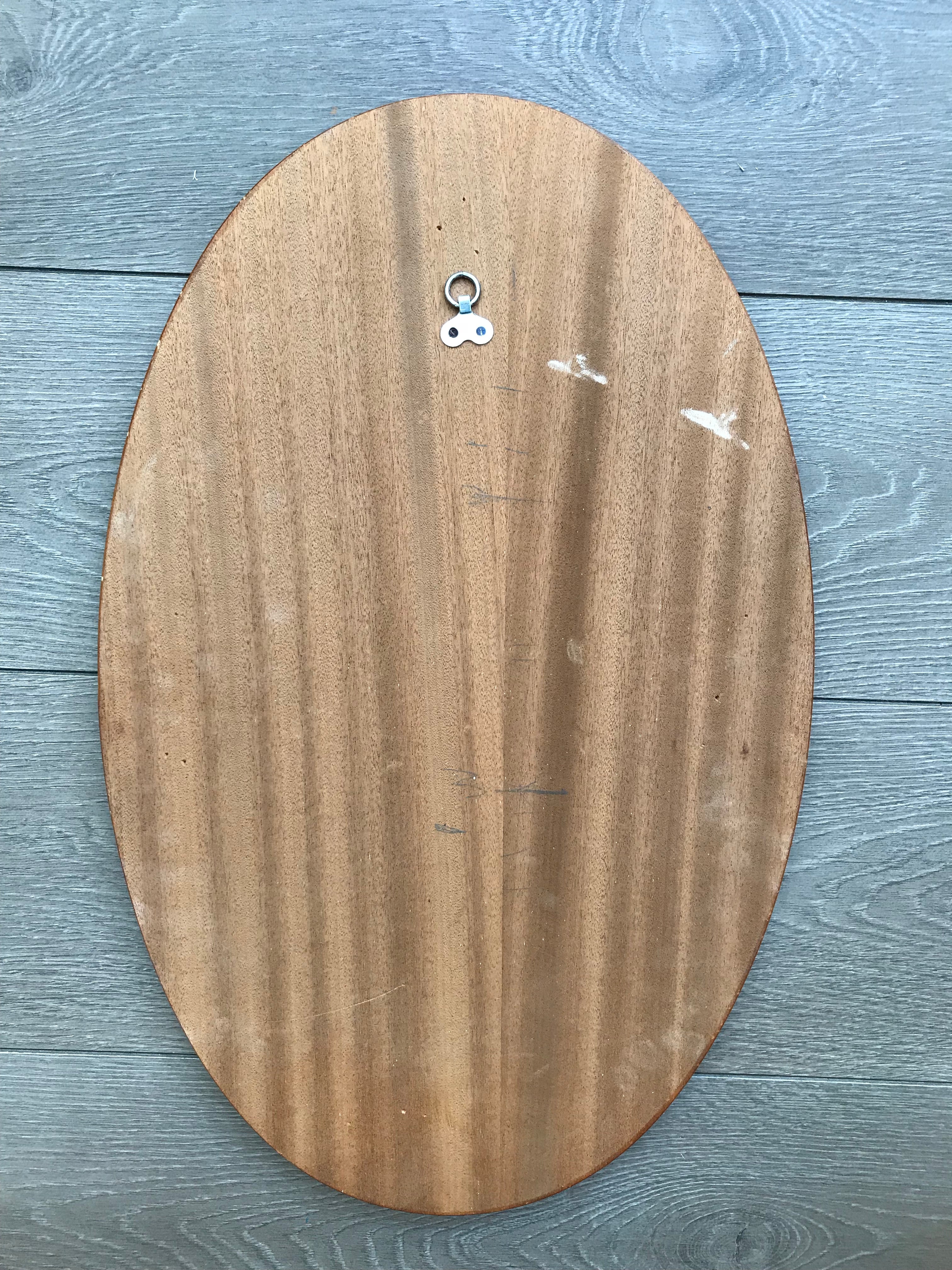 1970S Oval Teak Mirror