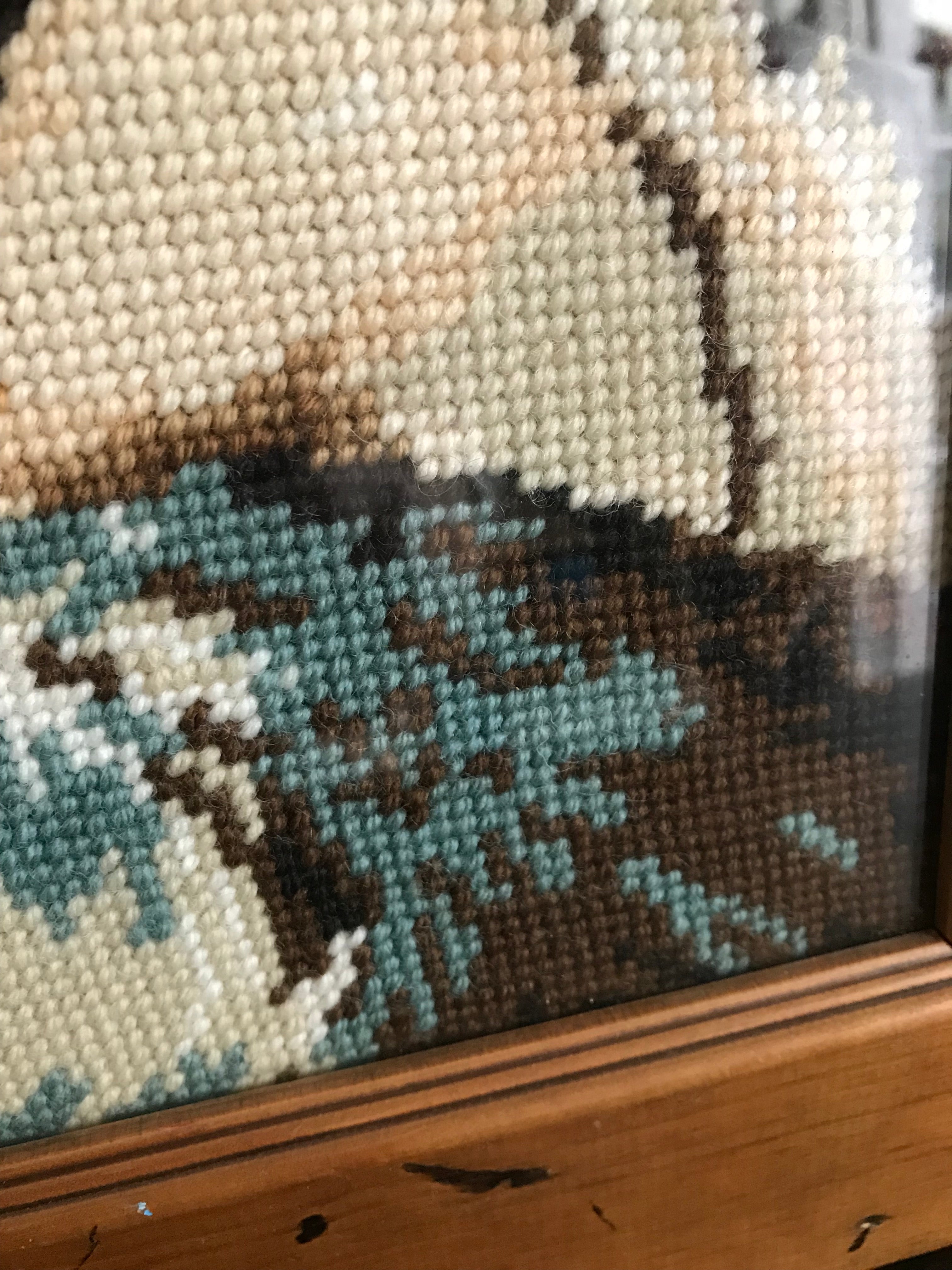 Framed Large Tapestry of Girl and Dog