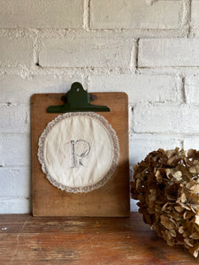 Victorian Silk & Lace Doily with Ink Lettered “P”