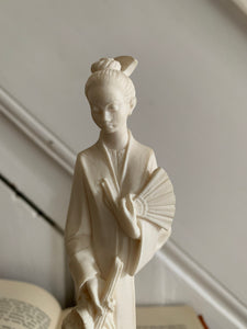 Small Porcelain Figurine of Chinese Lady with Fan