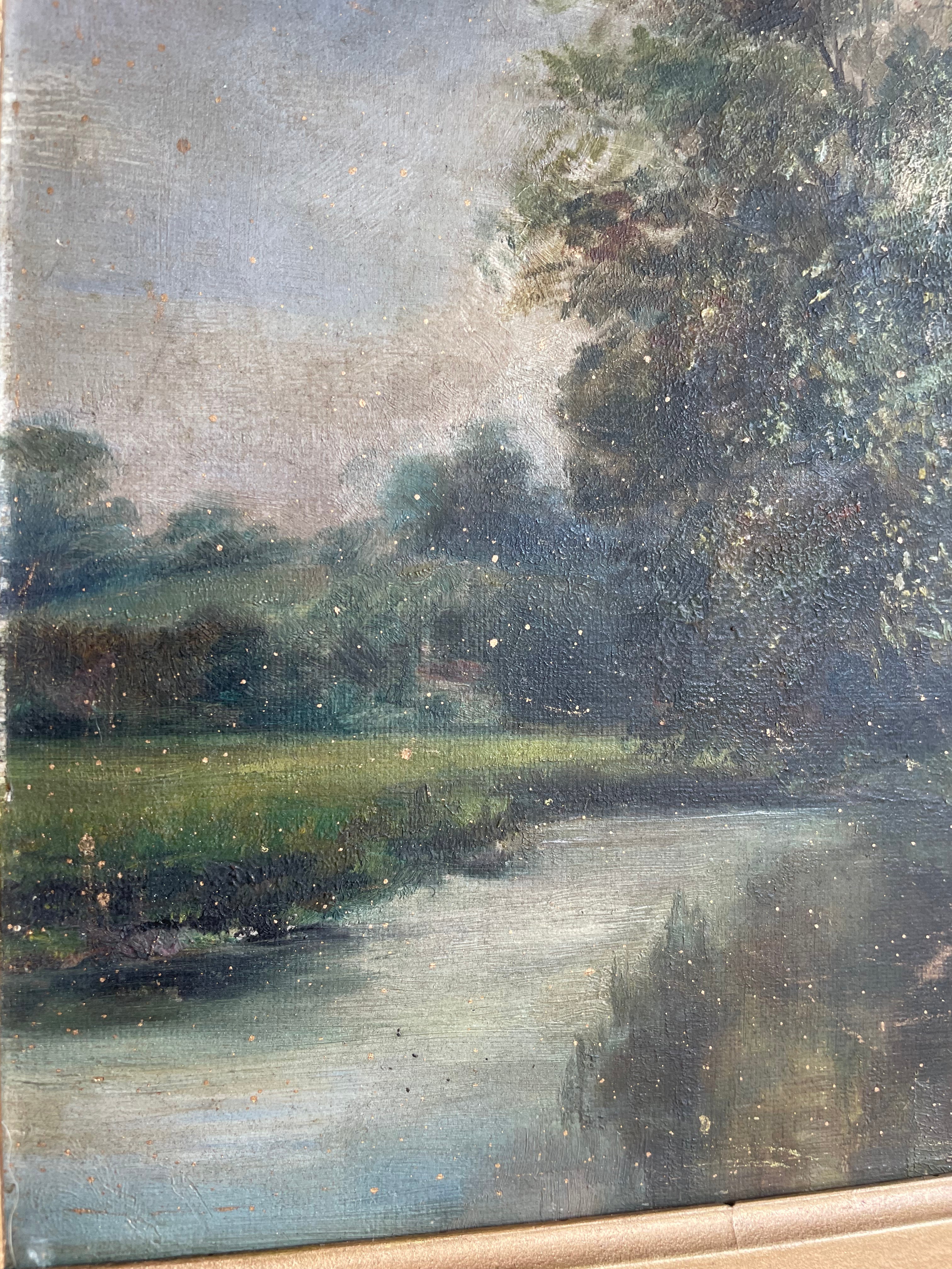 Antique Treescape: Oil on Canvas with Gilt Frame