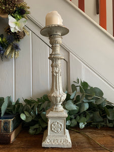 Large Rustic Cast Iron Candleholder  - Cream