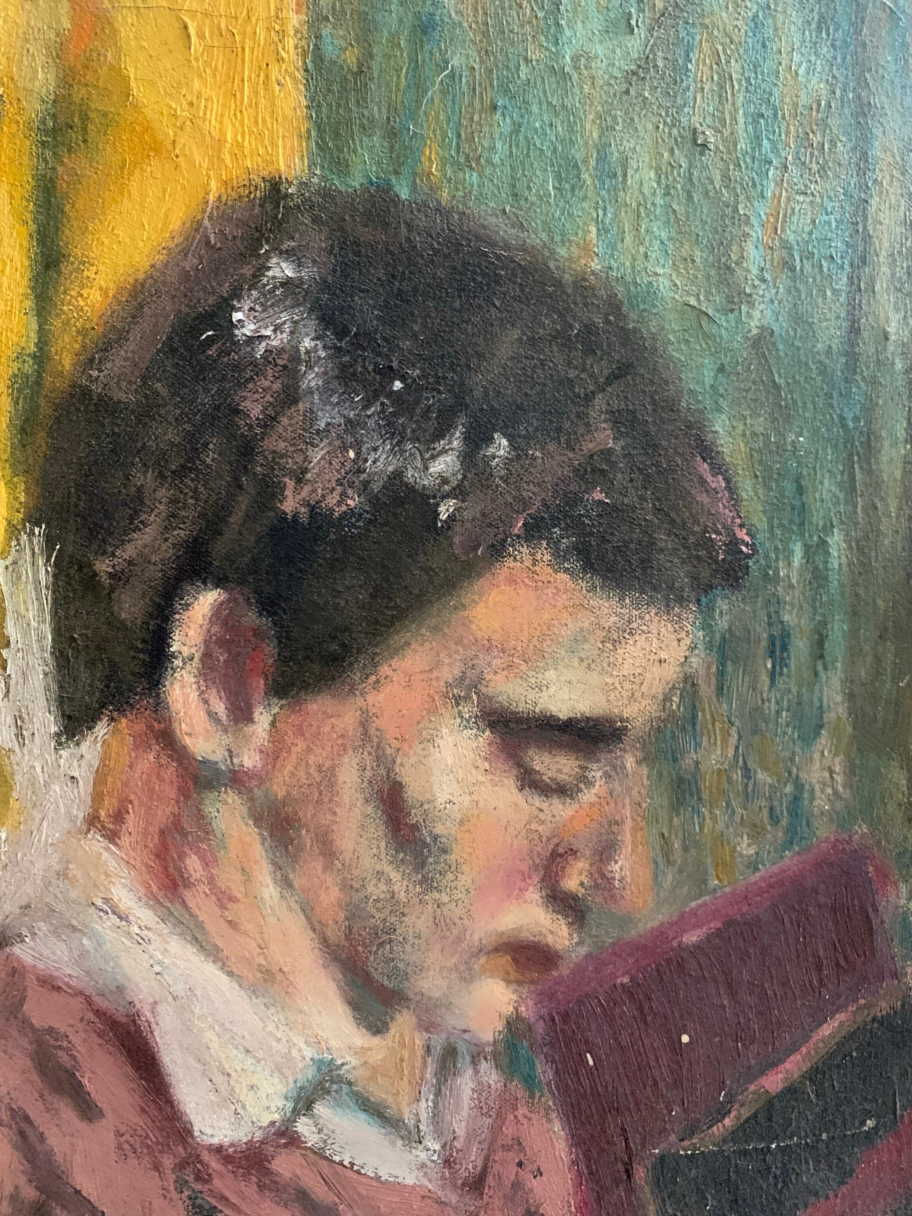 Portrait of a Man with Striped Shirt  - Oil on Canvas