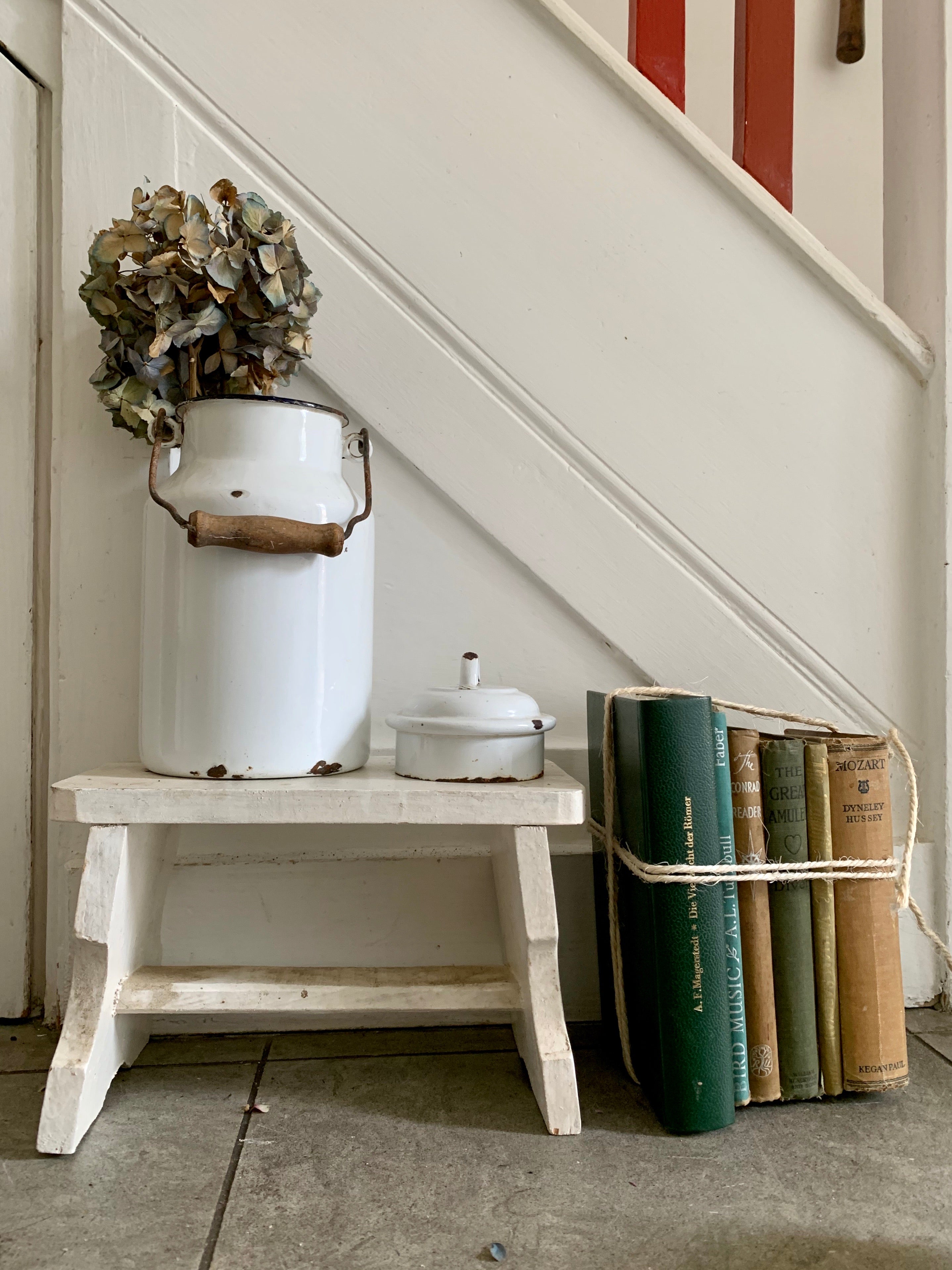 Mini Rustic White Painted Stool