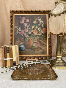 1930s Belgian Floral Still Life: Oil on Canvas