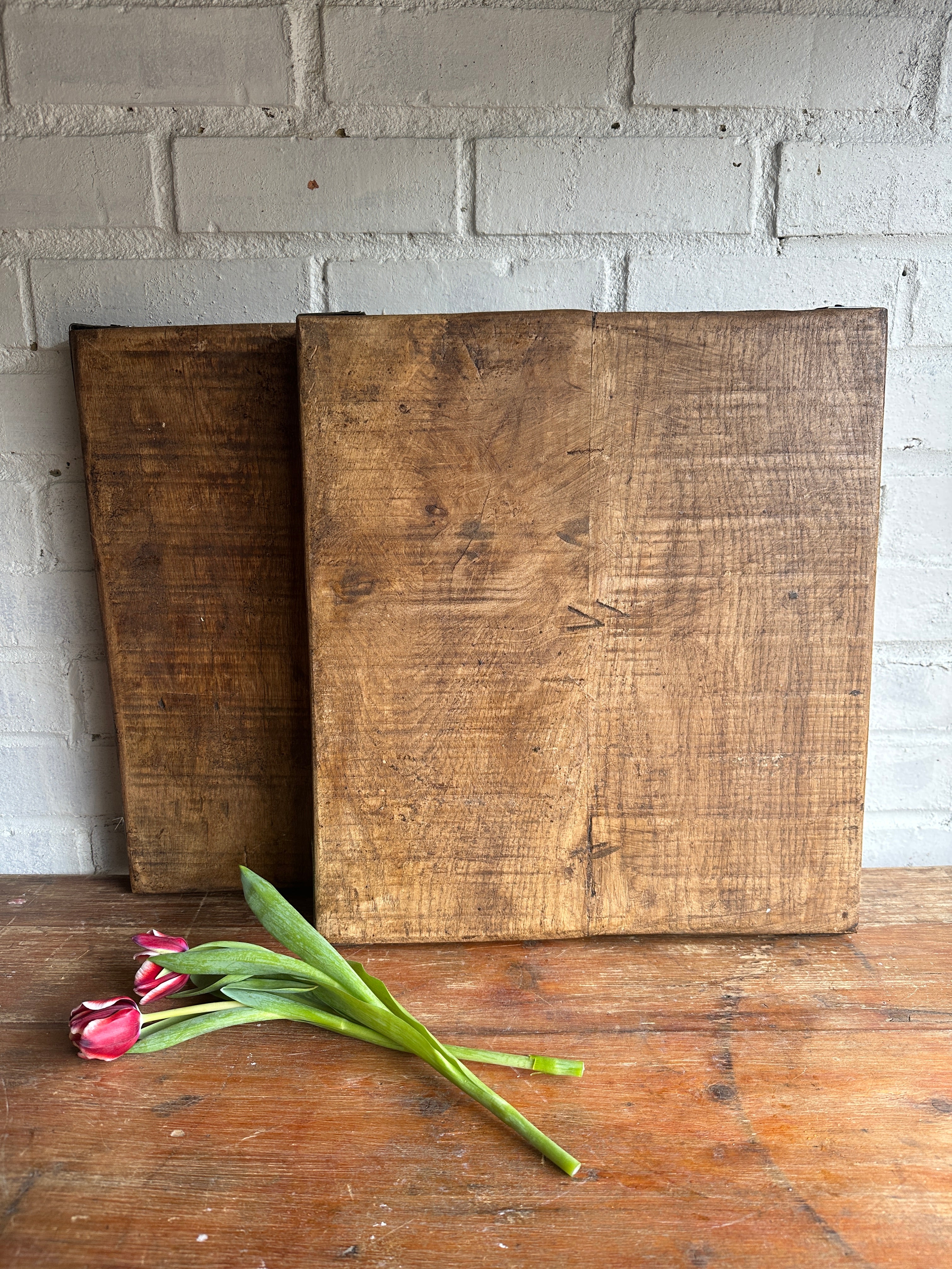 Reclaimed Oak Chopping Board/Butchers Block with Metal Corners