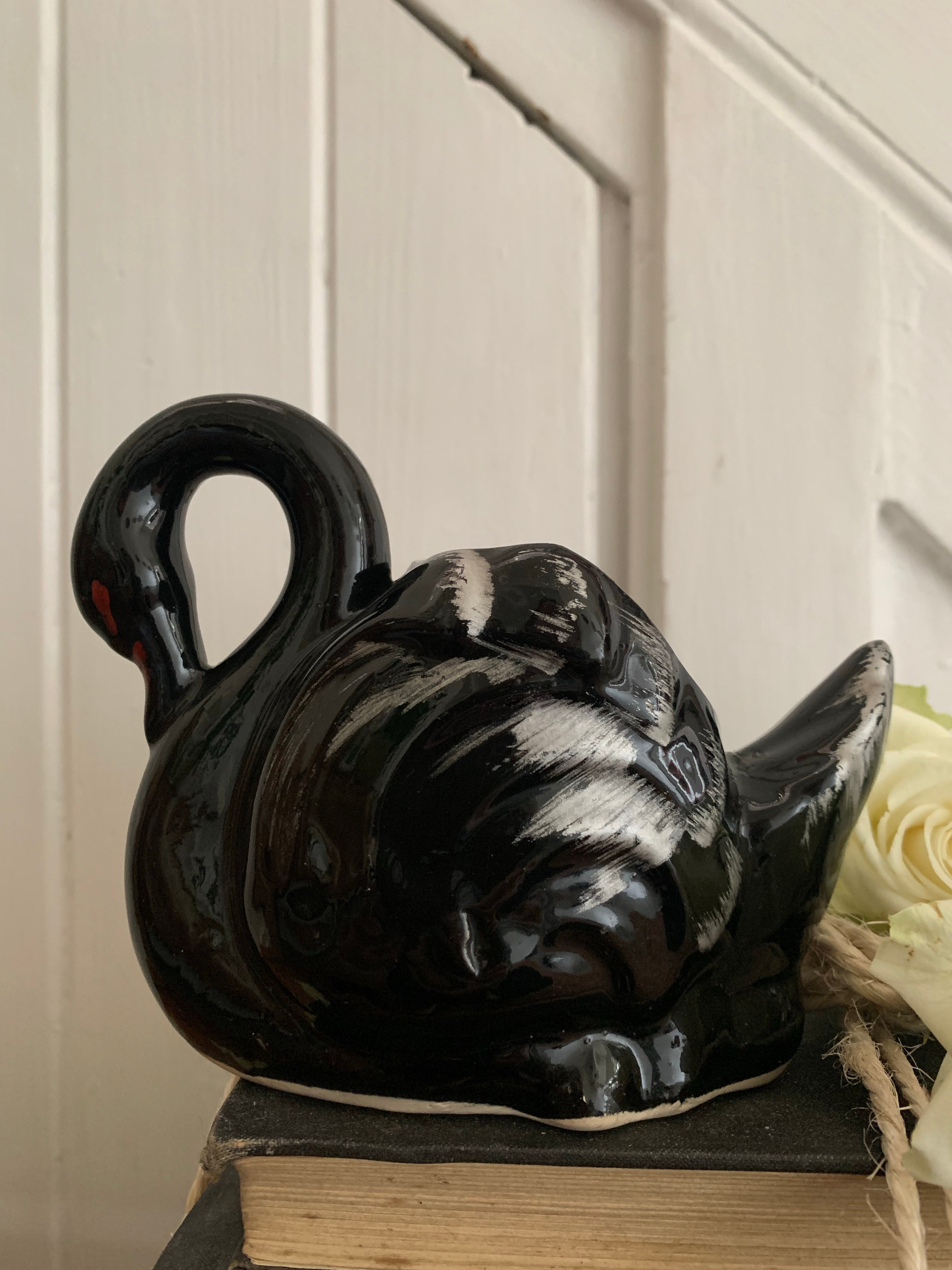 Small Black Ceramic Swan 2