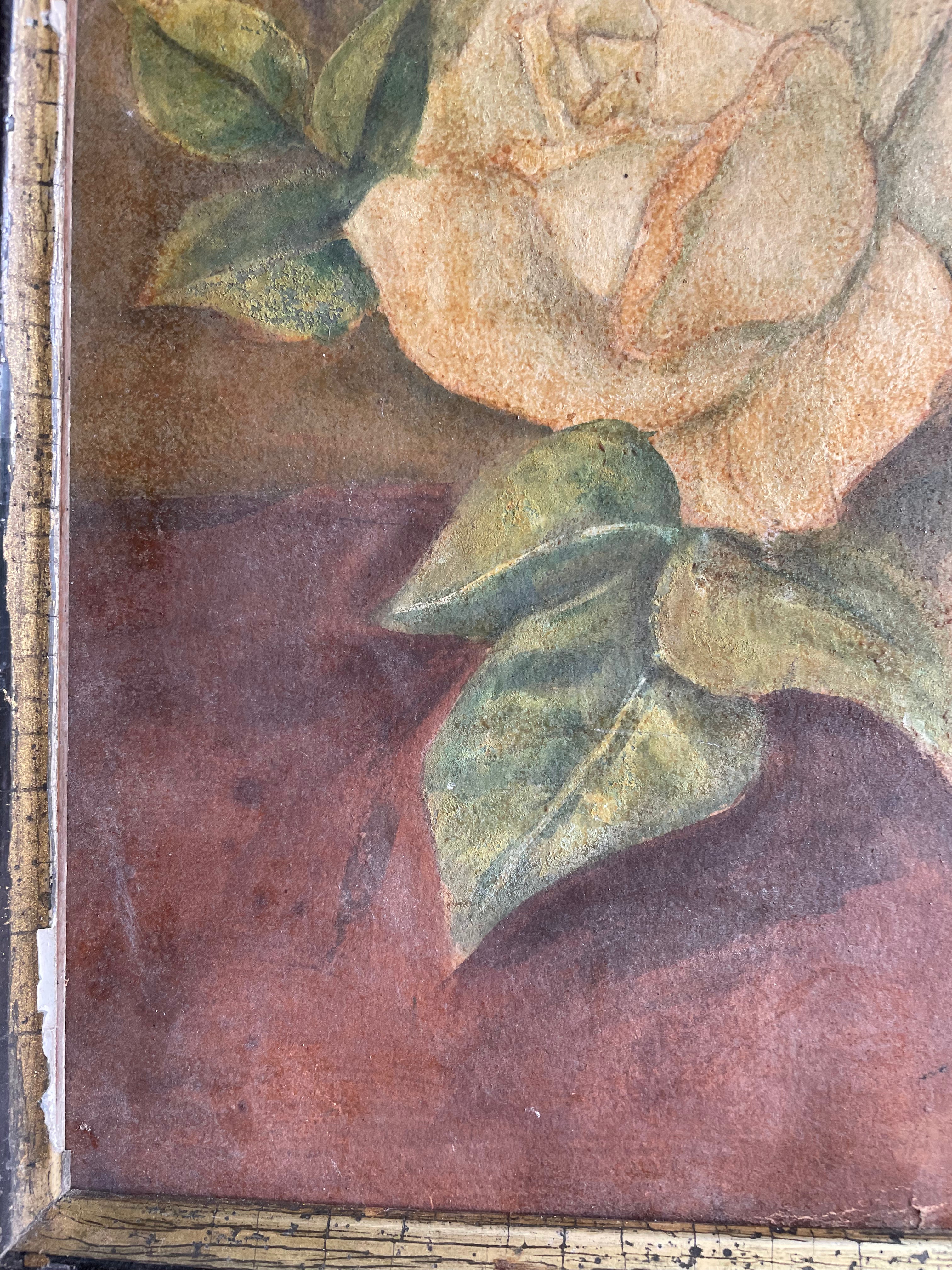 Muted Floral Still Life: Oil on CardBoard