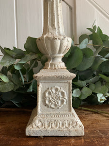 Large Rustic Cast Iron Candleholder  - Cream
