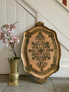 Pink Florentine Wood Gilt Tray