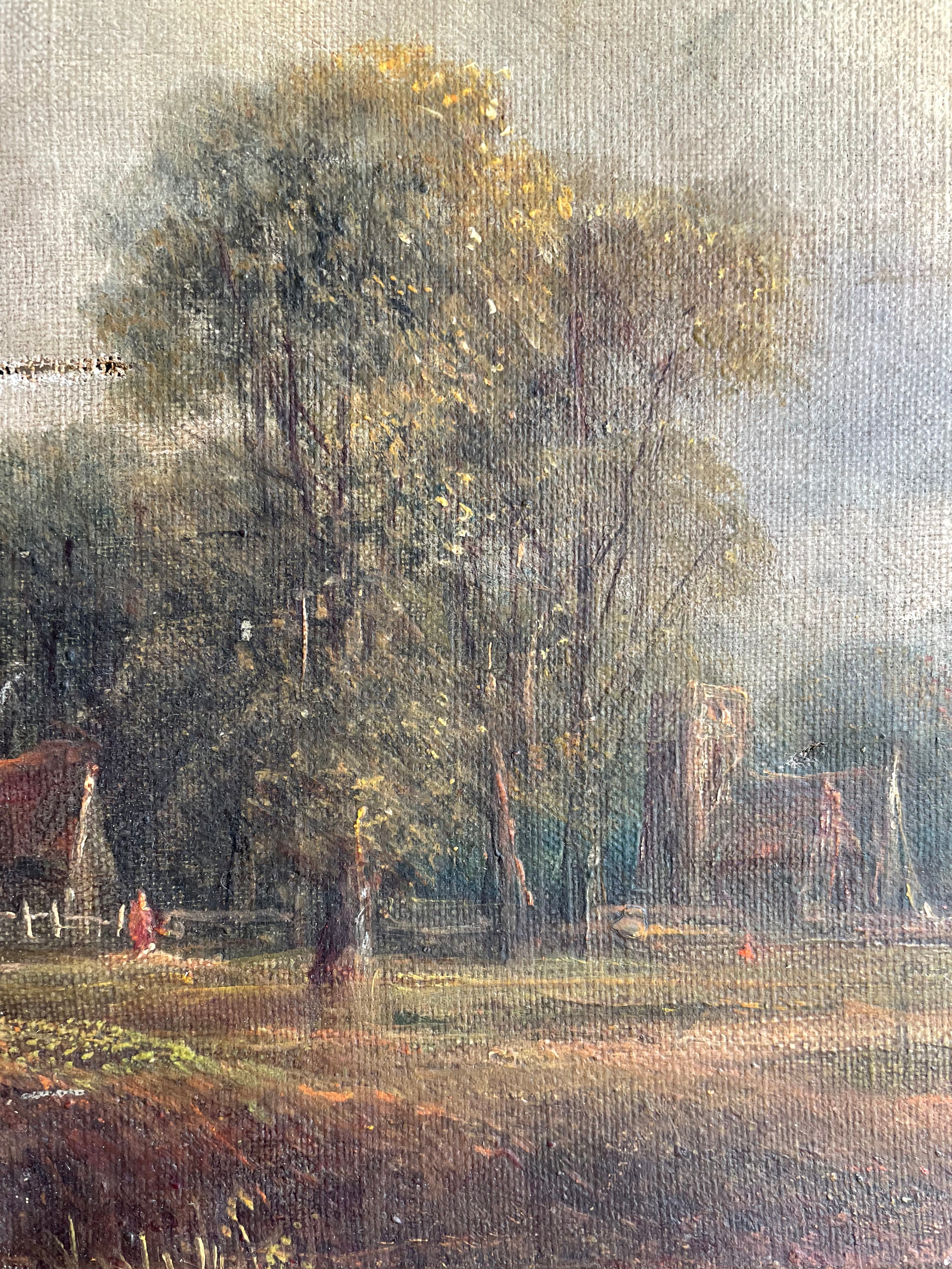 Antique Landscape: Unframed Oil on canvas