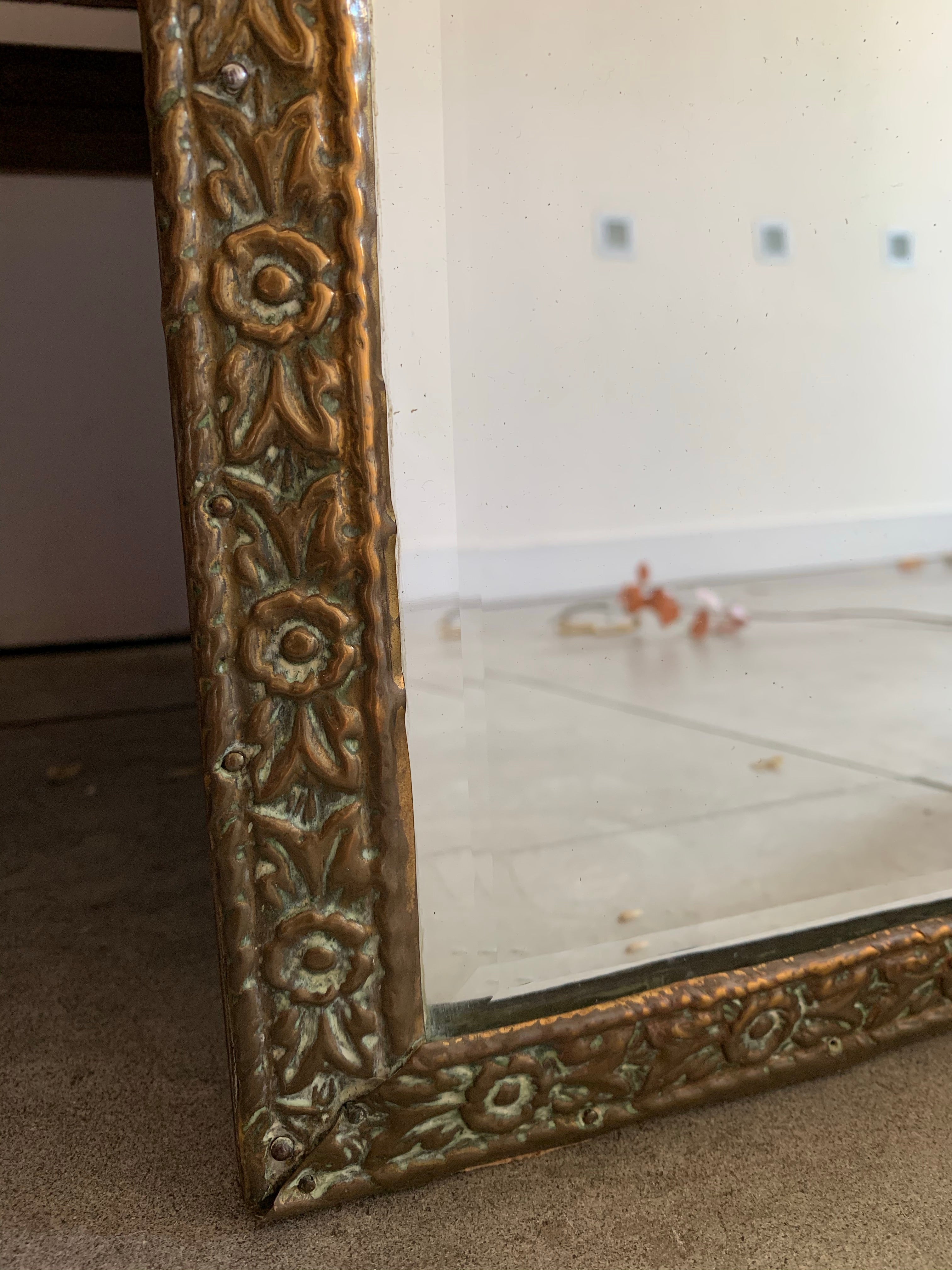 Small Ornate Decorative Brass Metal Mirror