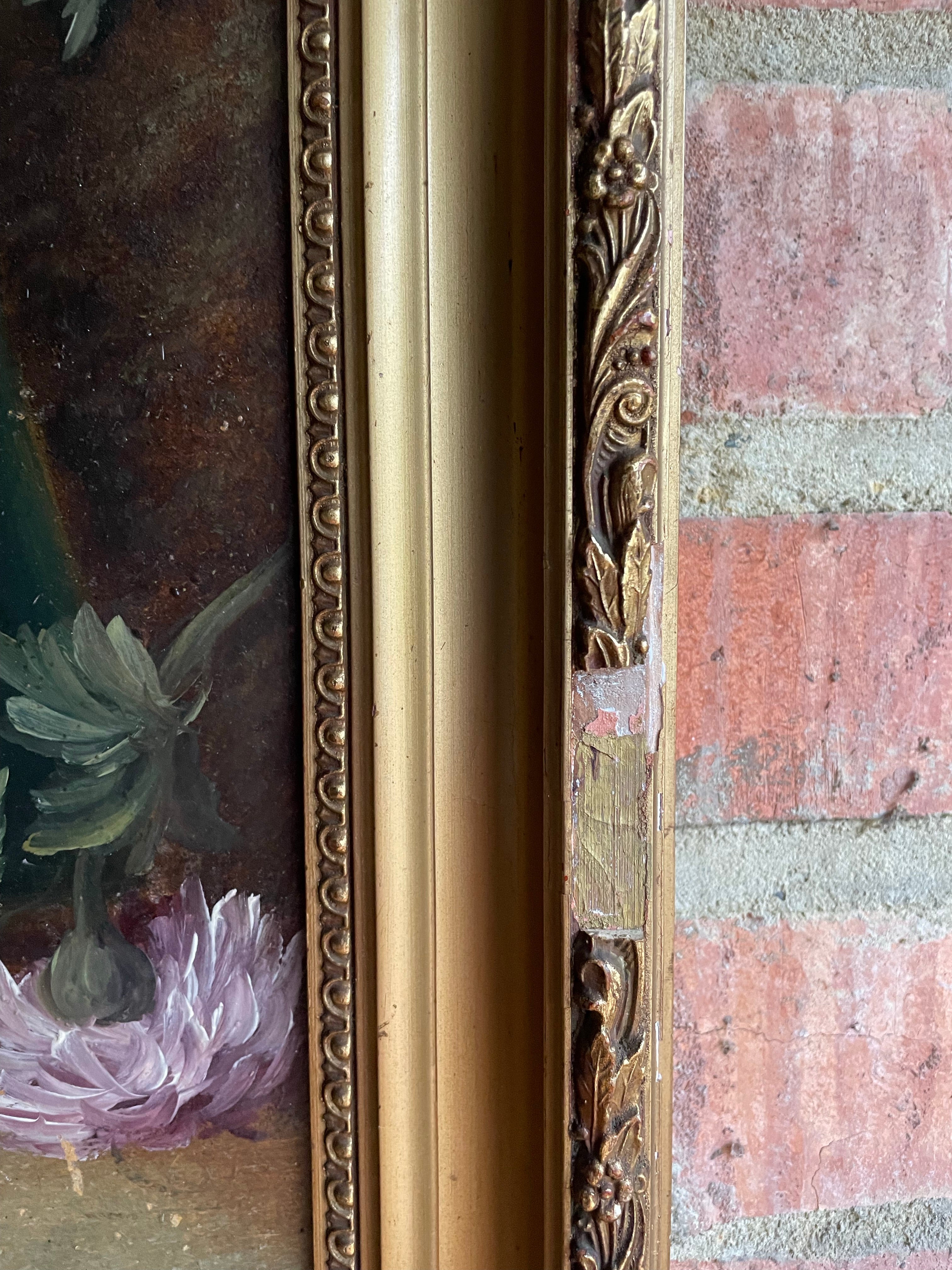 Vintage Floral & Fruit Still Life:  Oil on Board