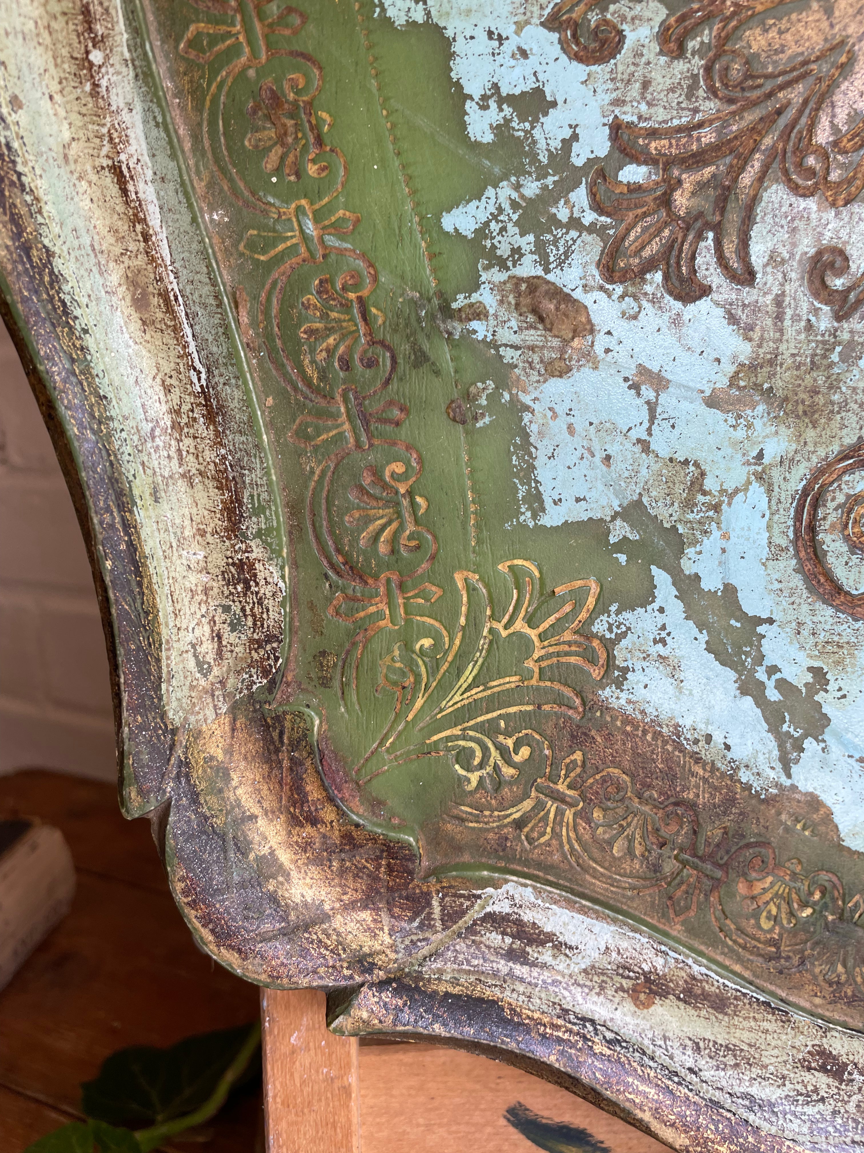 Large Green, Blue and Gold Florentine Tray