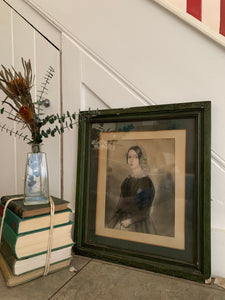 Victorian Gouache Pastel and Pencil Drawing of a Lady