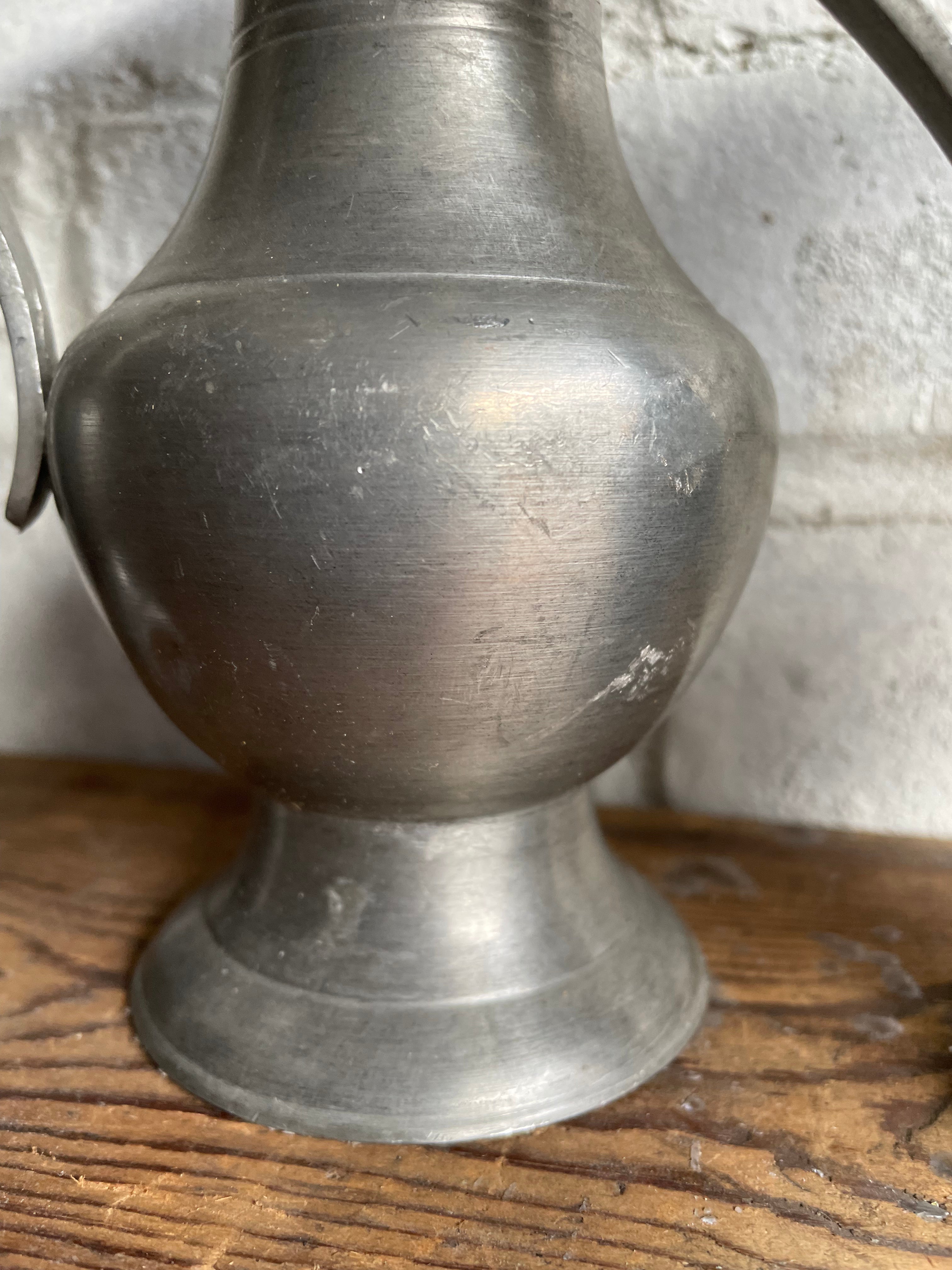 Vintage French Pewter Jugs: Set of 7