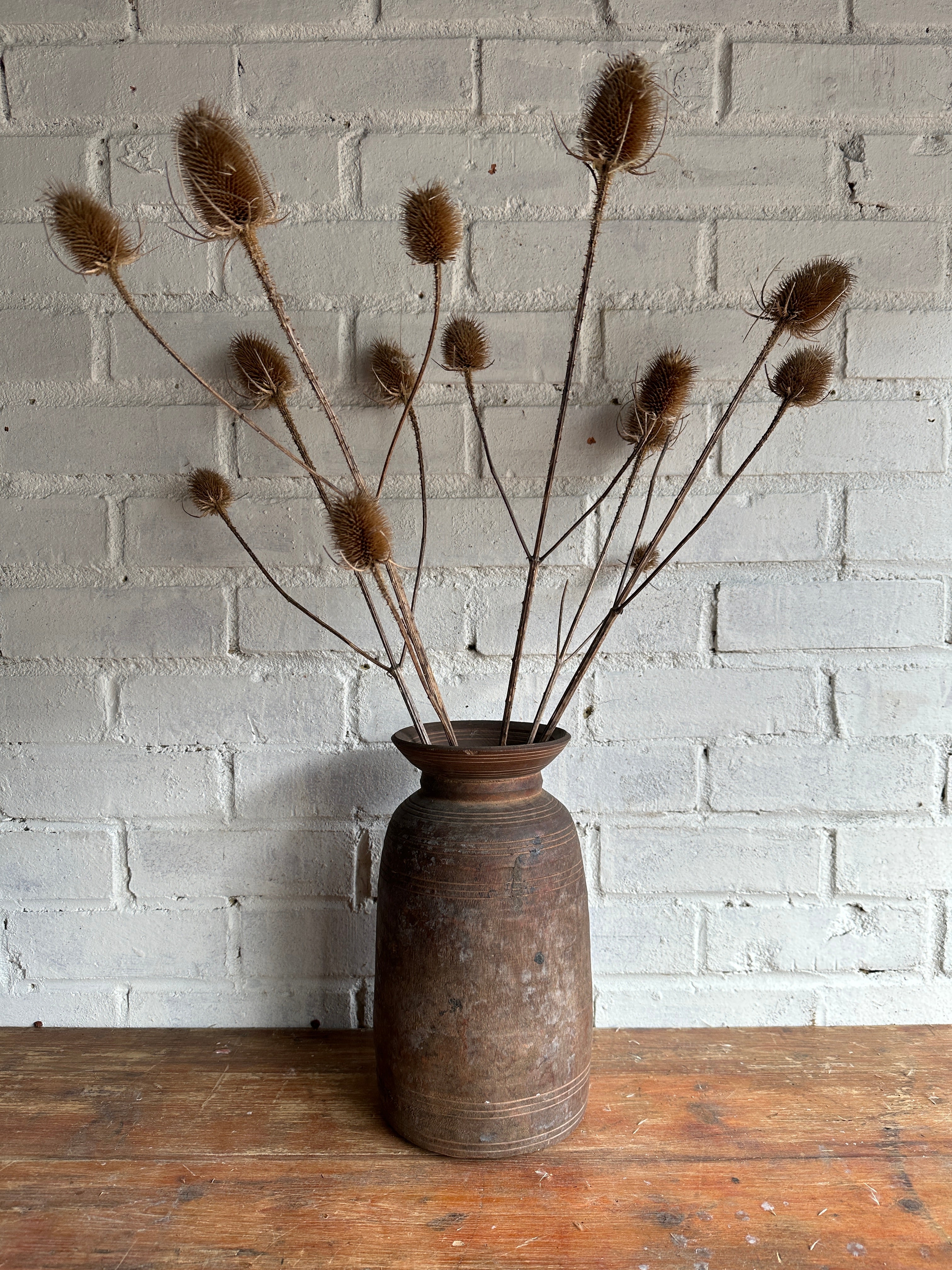 19th Century Tibetan Carved Wooden Curd Pot