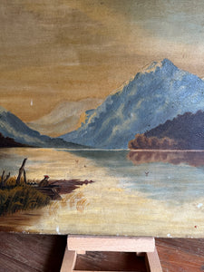 19th Century Fisherman and Ochre Sky: Oil on Canvas Signed and Dated 1876