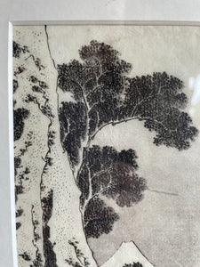 19th Century Japanese Etching On Rice Paper