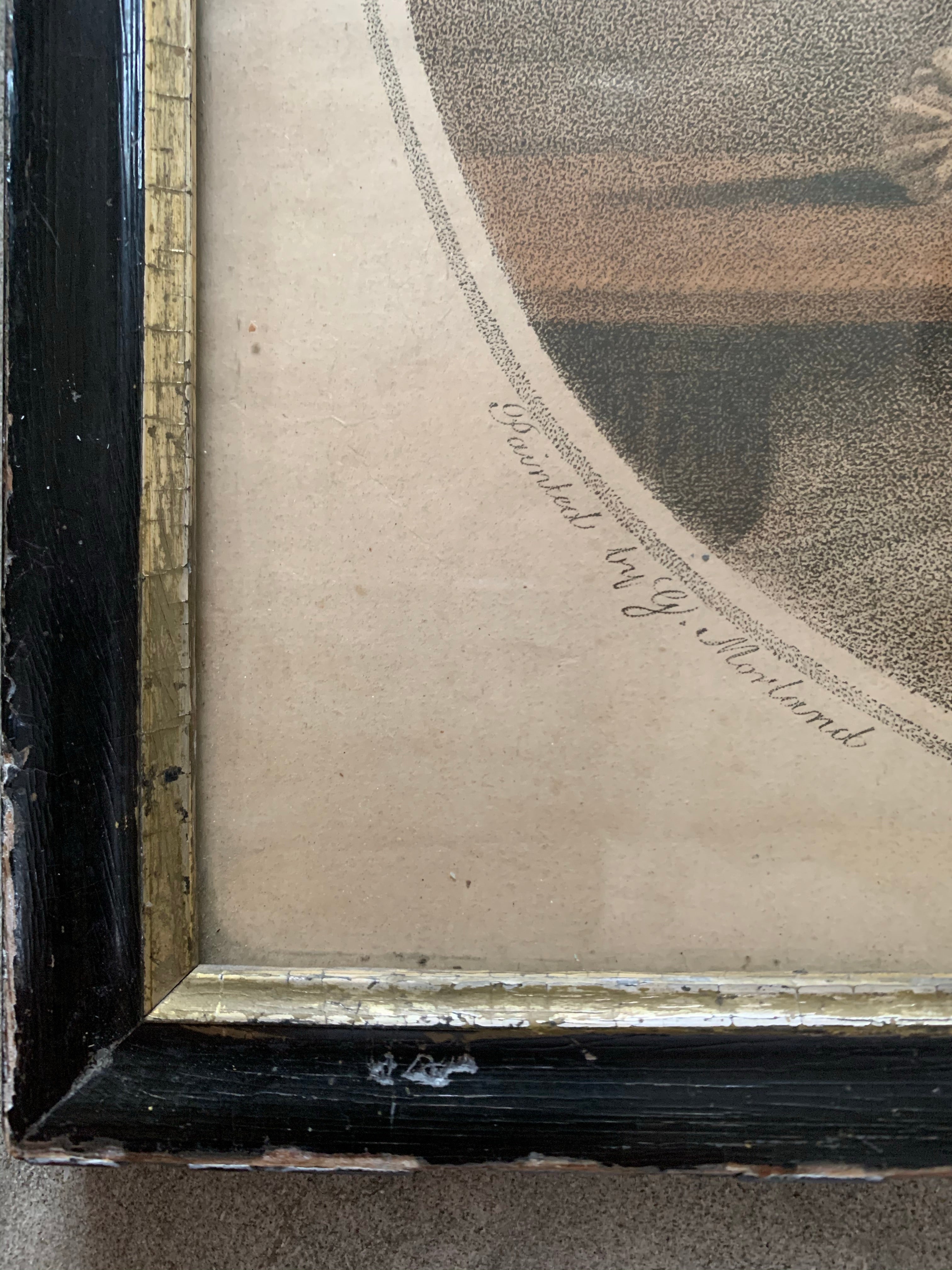 18th Century Framed Engraving of a Lady at a Table