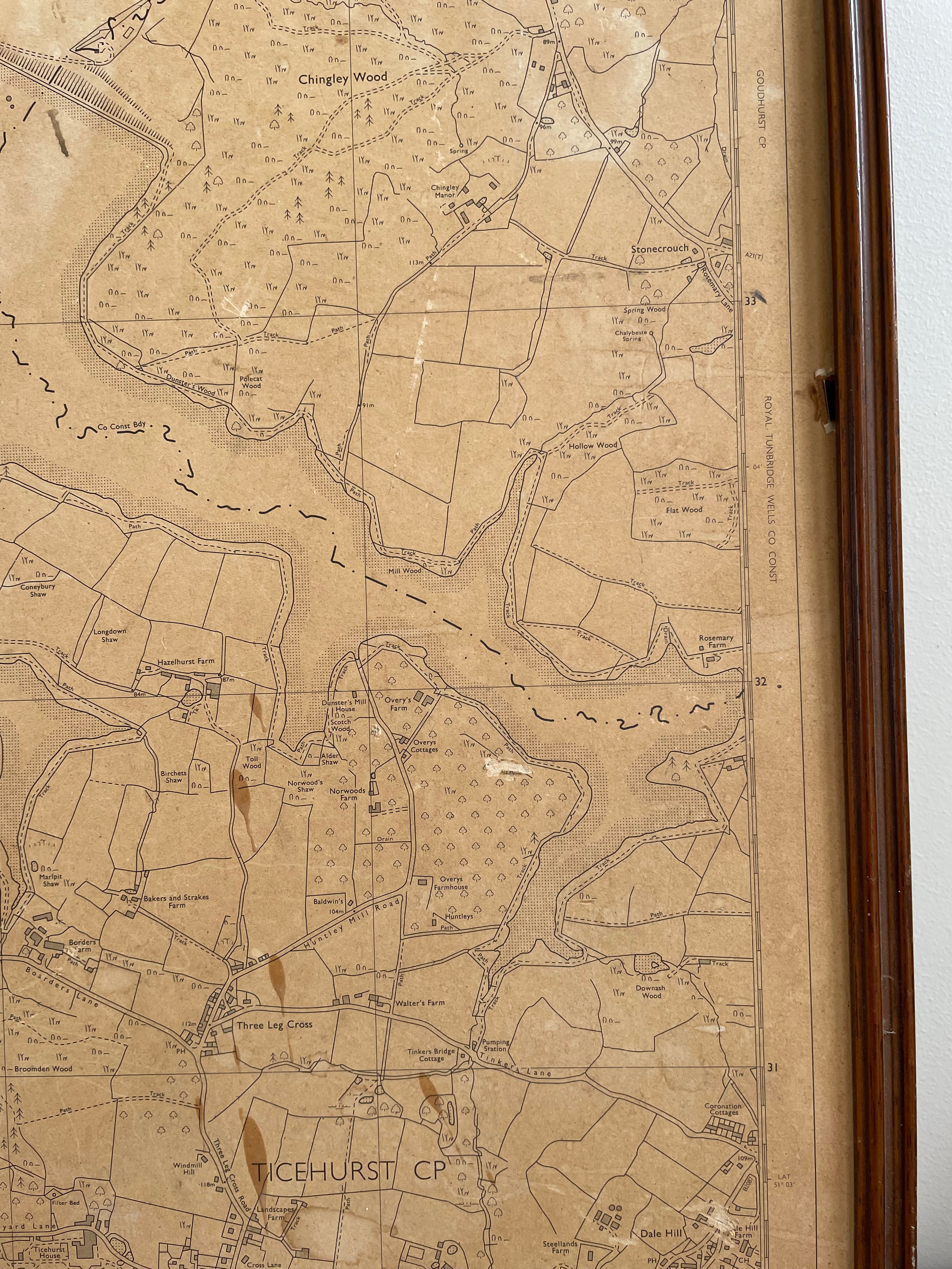 Large Faded Map of East Sussex & Kent