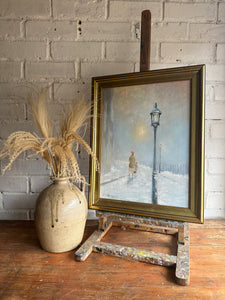 Under the Lamp: Signed Oil on Canvas