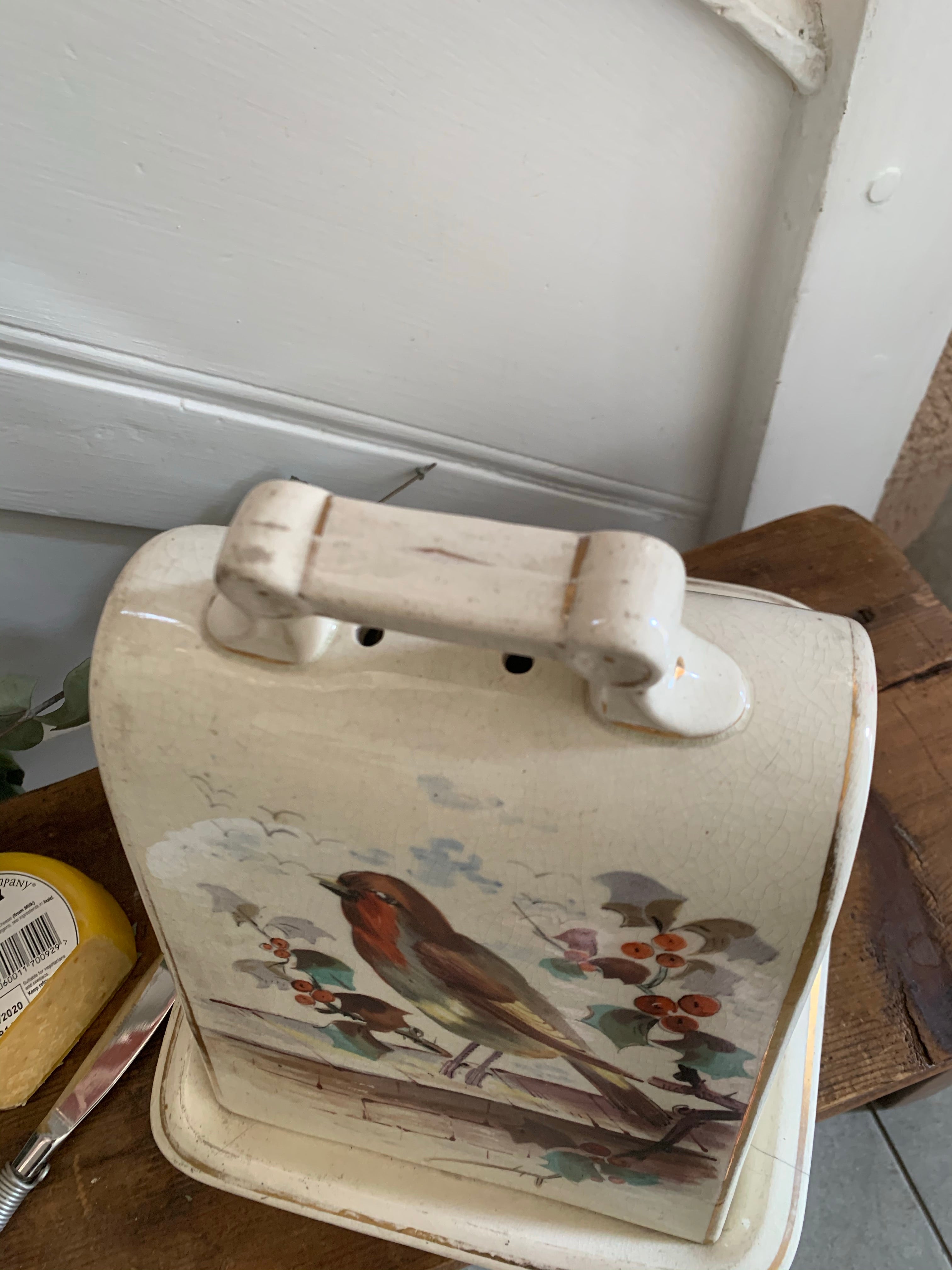 Antique Ceramic Cheese Dish with lid
