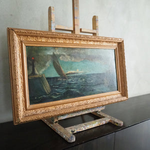Moody Seas: Antique Oil on Board