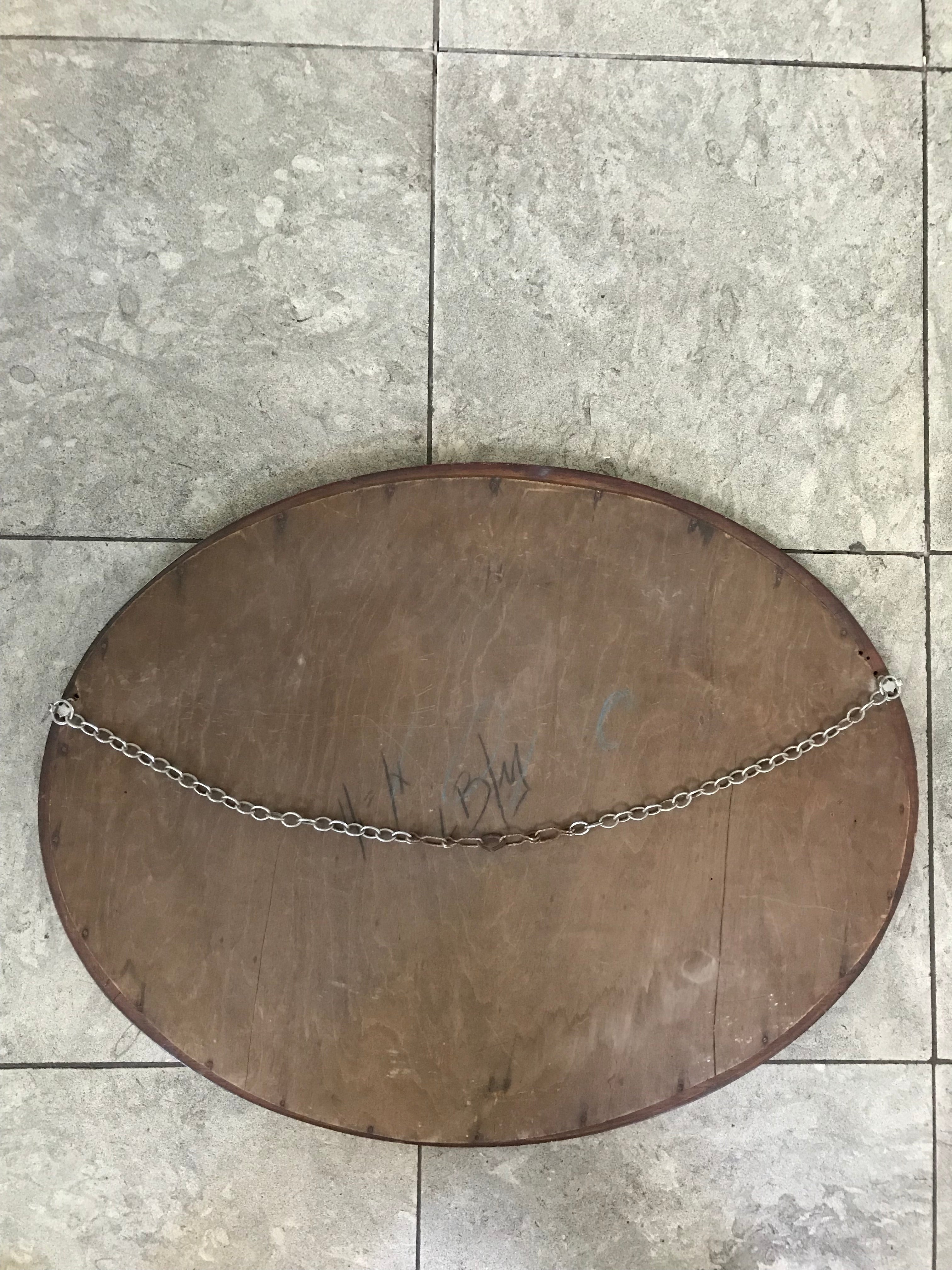 Antique Oval Mirror with inlay detail