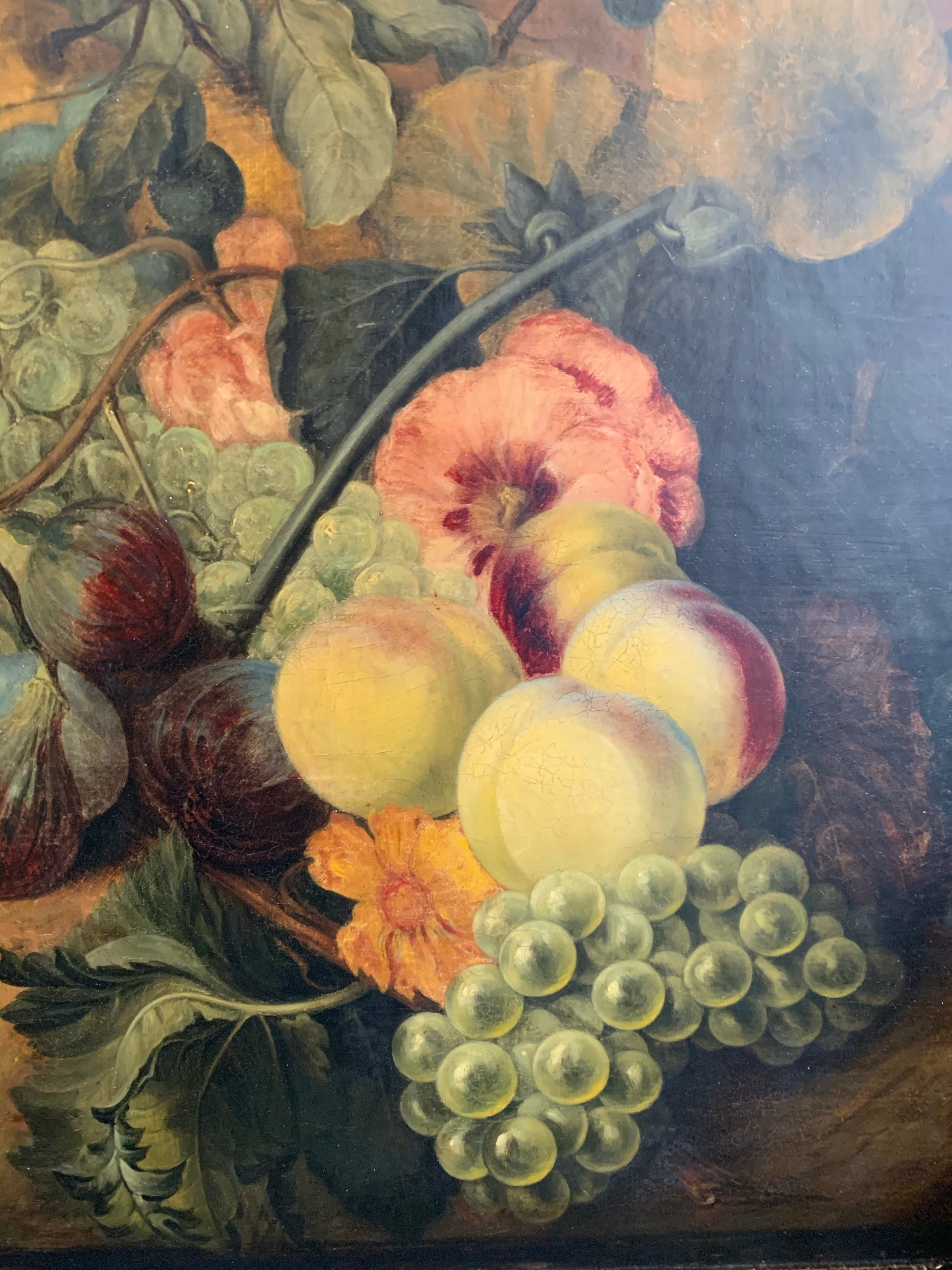 Abundance of Fruit & Flowers: Old Still Life Print