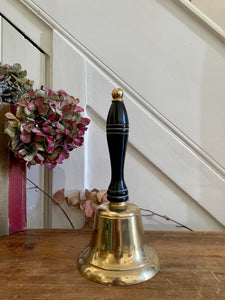 Large Vintage Brass Handbell with Black Handle