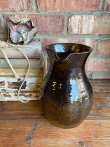 French Glazed Ceramic Jug in Chocolate Brown Hues
