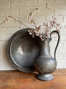 Large Antique American Silver Pitcher & Bowl